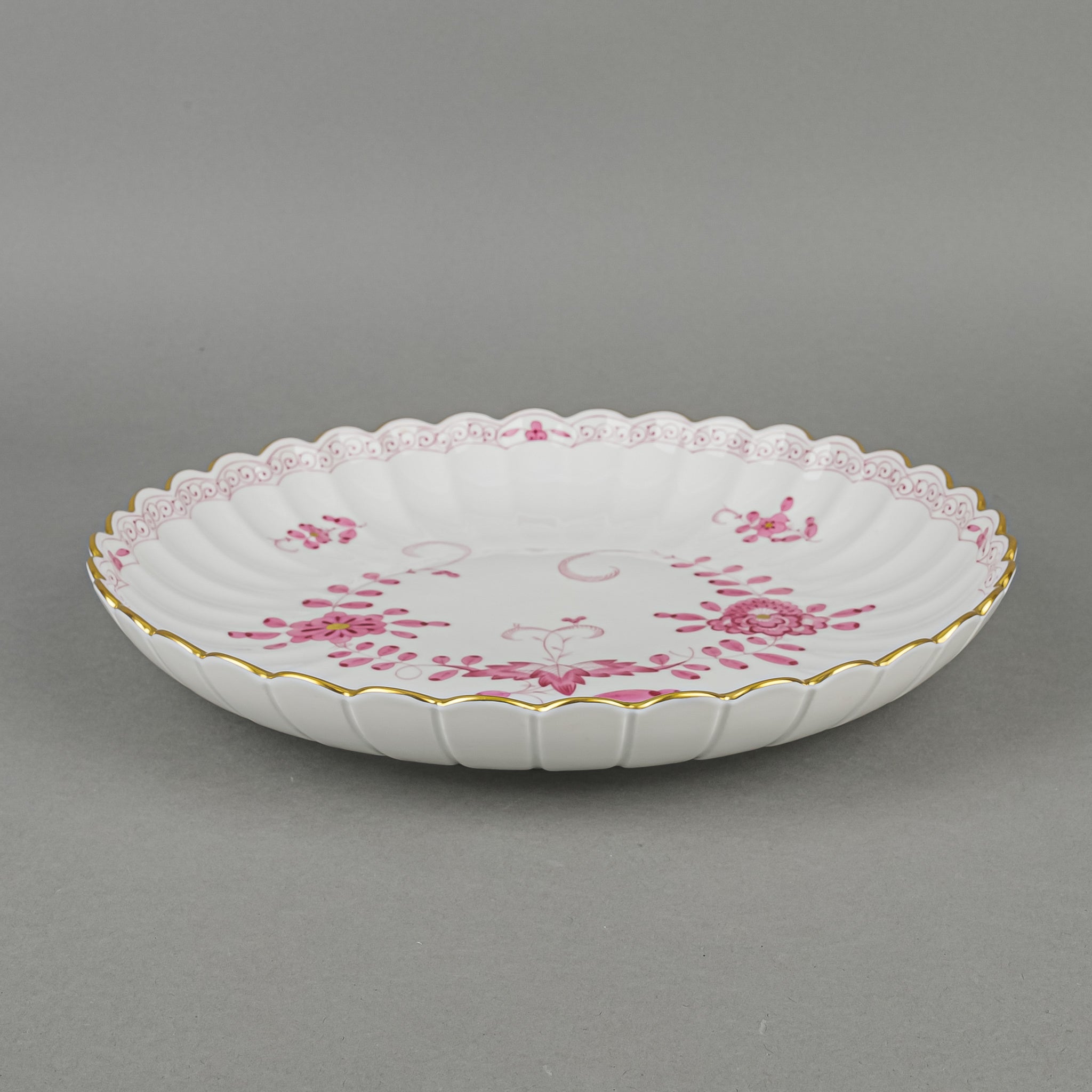 Hand-Painted Meissen Indian Pink Serving Bowl & Platter Set - Elegant Porcelain Dish for Dinner Parties, Weddings & Home Decor