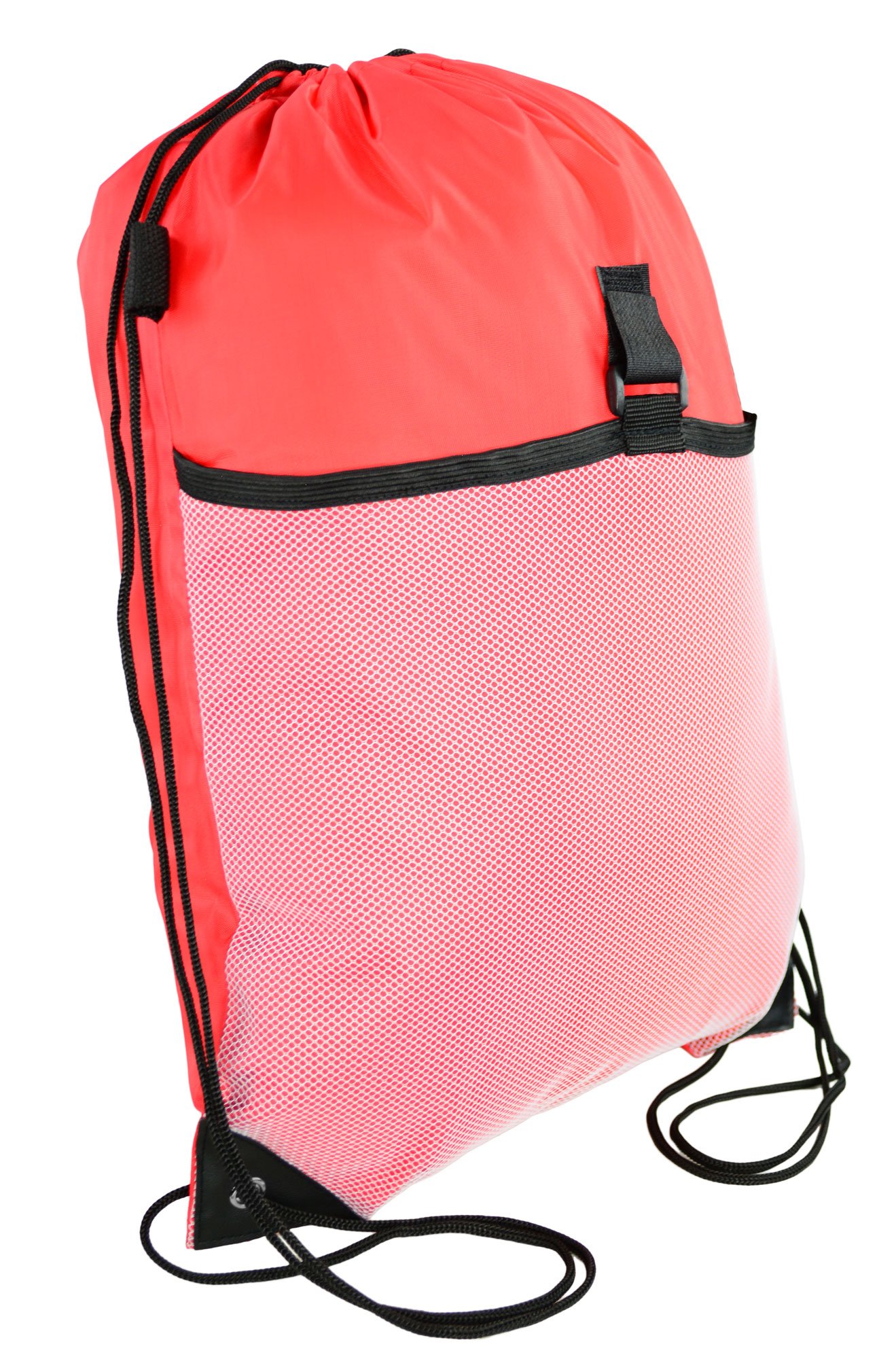 Wholesale Drawstring Cinch Bag Backpack with Mesh Pocket - Lightweight & Durable for Gym, Travel, School & Sports - Bulk Pack of 10