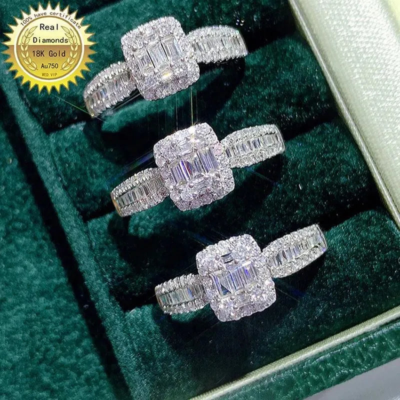 18K White Gold 0.5 Carat Natural Diamond Engagement Ring & Wedding Band - Certified (Size M) - Perfect for Proposals, Anniversaries, and Bridal Jewelry