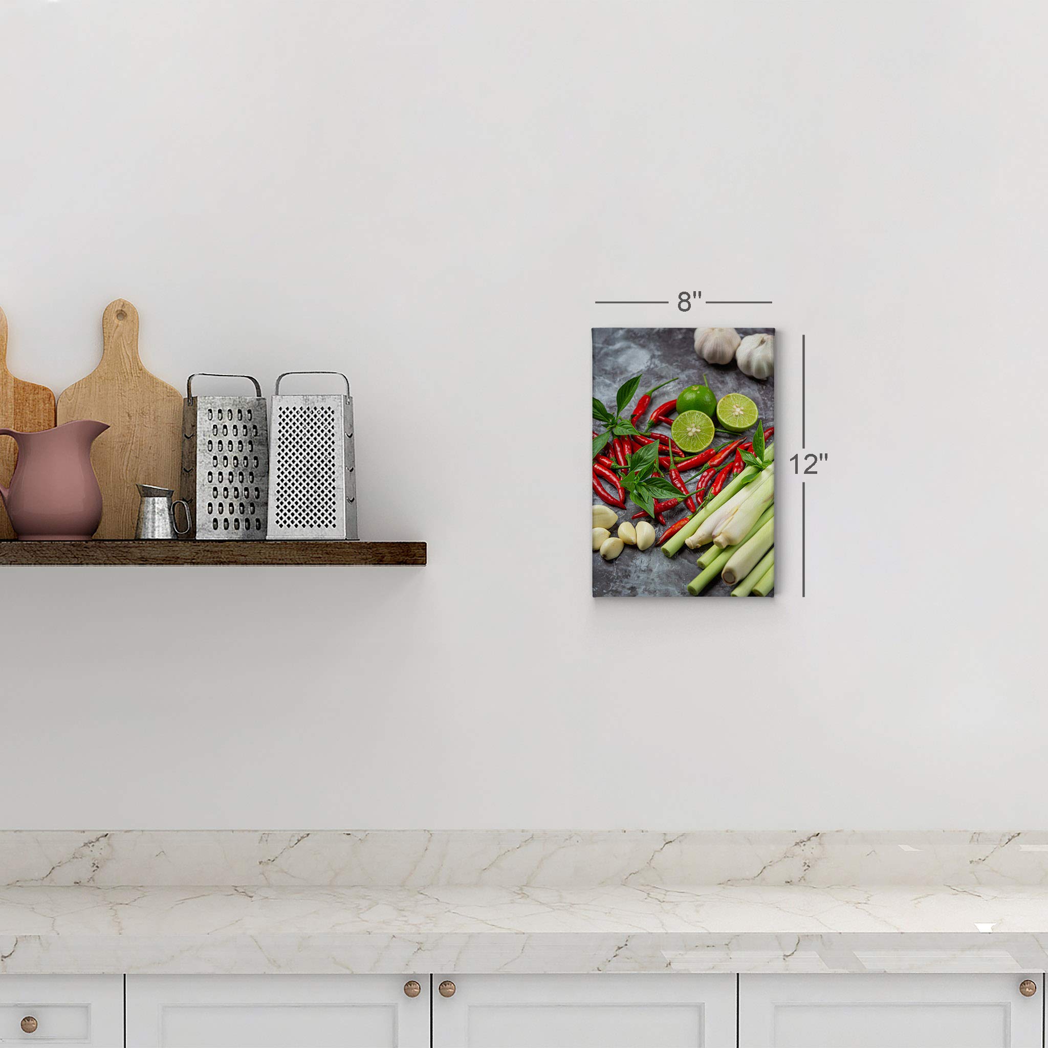 Red Hot Chili Pepper Lime & Garlic Kitchen Canvas Wall Art Print – Modern Farmhouse Decor for Restaurant, Cafe & Dining Room – Housewarming Gift – Ready to Hang 40x30 – Perfect for Home, Office & Commercial Spaces