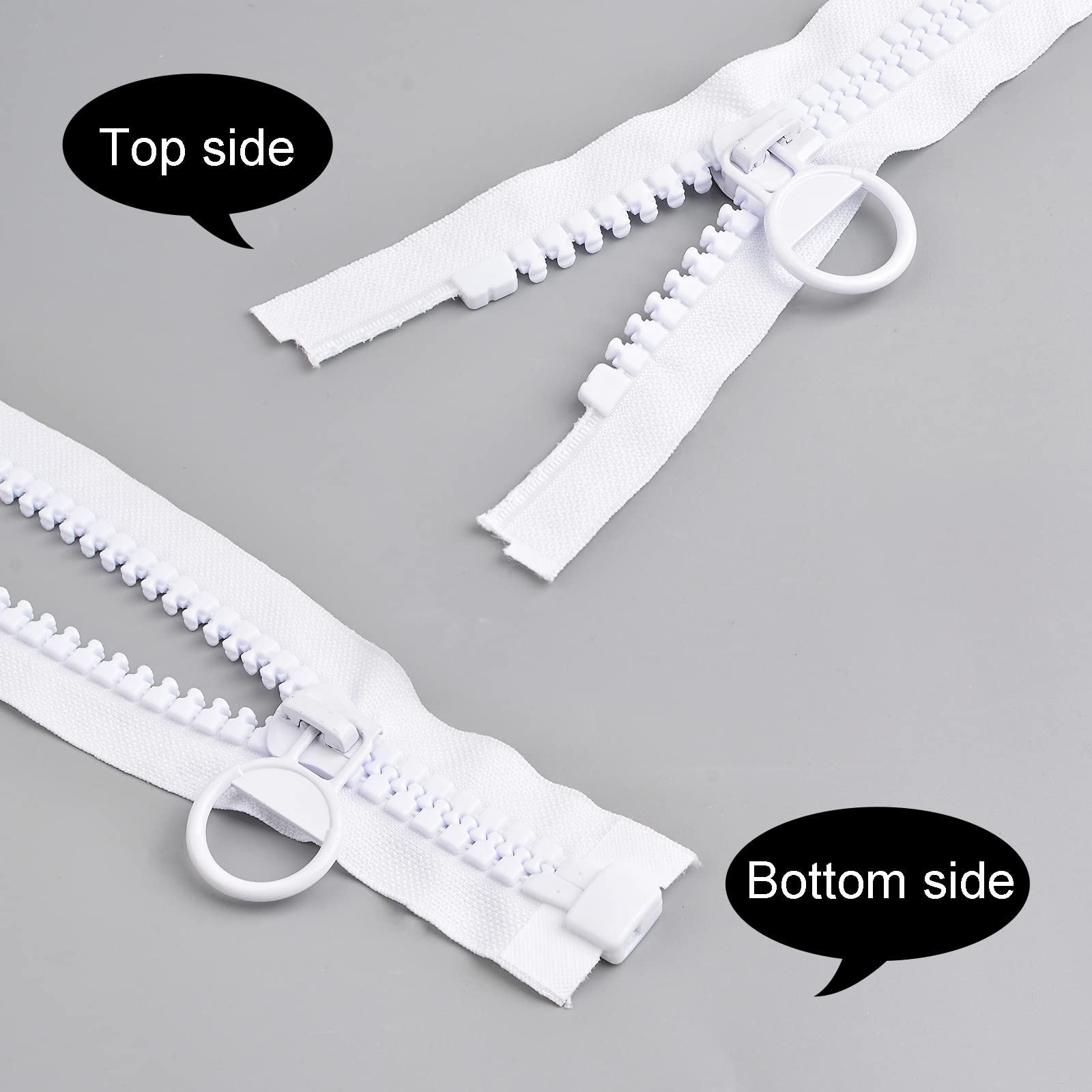 Heavy Duty White Large Plastic Zippers 150cm - Extra Strong Teeth for DIY Sewing, Crafts, Bags, Tents & Boat Canvas - Perfect for Outdoor Gear, Marine Upholstery & Durable Fabric Projects