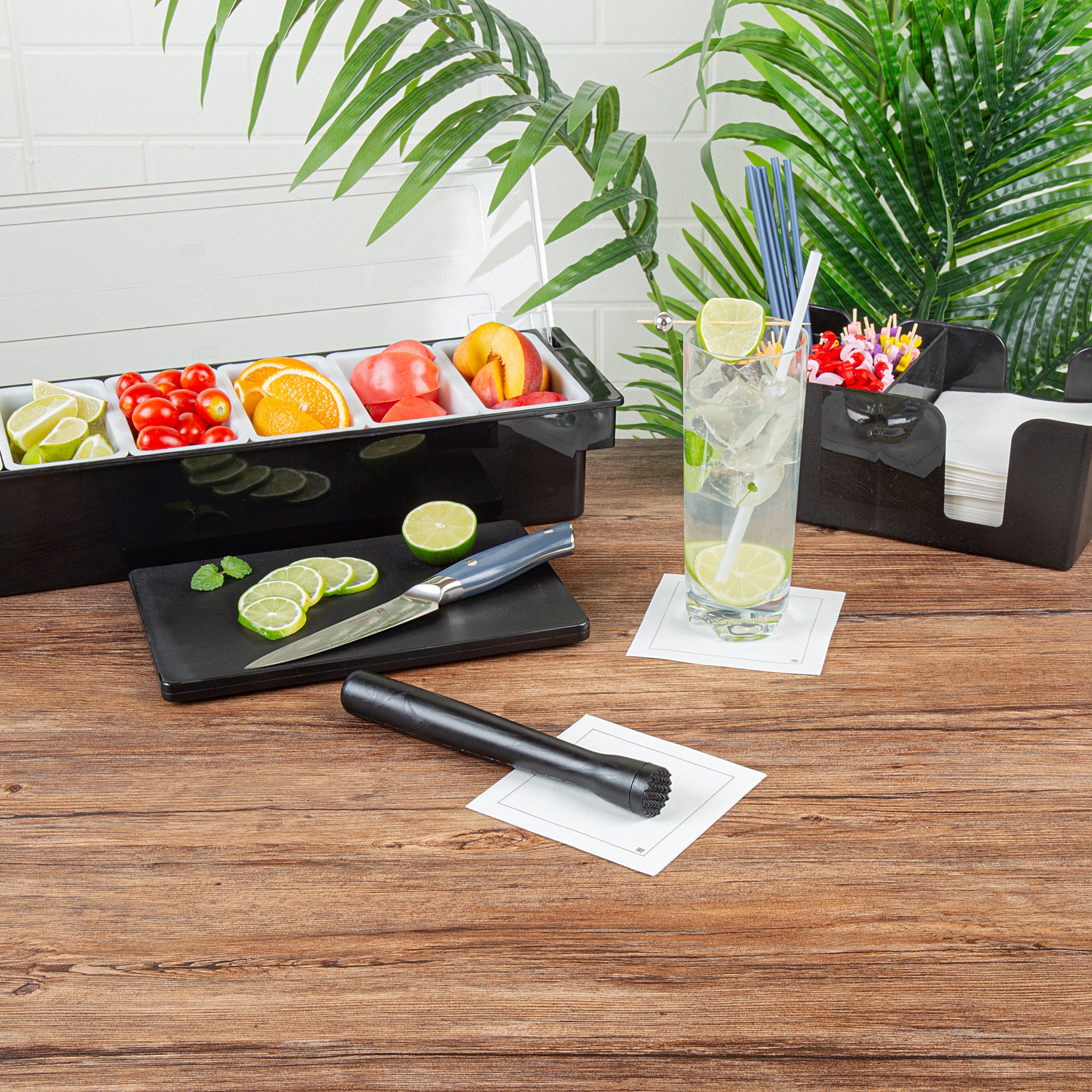 Bar Lux Black Plastic Cocktail Muddler & Tenderizer - 8.25