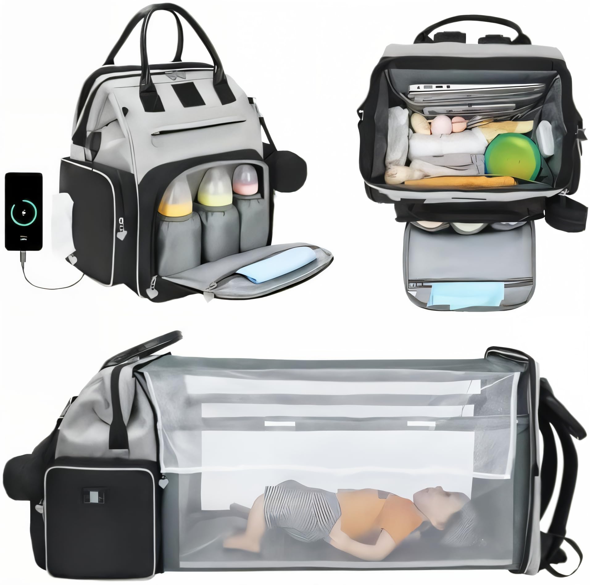 Premium Smart Baby Backpack Diaper Bag with Built-in Changing Station - Heated Pockets, Temperature Control, Insulated Compartments & Water-Resistant Nylon | Perfect for Travel, Daycare & On-the-Go Parents | Organizational Pockets for Baby Essentials | Newborn to Toddler
