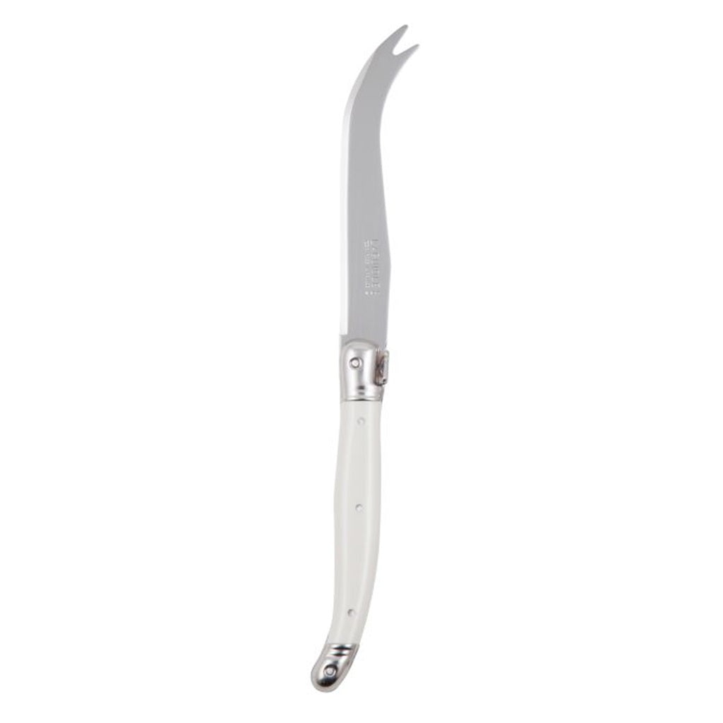 Laguiole By Andre Verdier Debutant Cheese Knife - Premium Stainless Steel Blade with White Handle (23x2x1cm) - Perfect for Cheese Boards, Wine Pairings & Gourmet Entertaining
