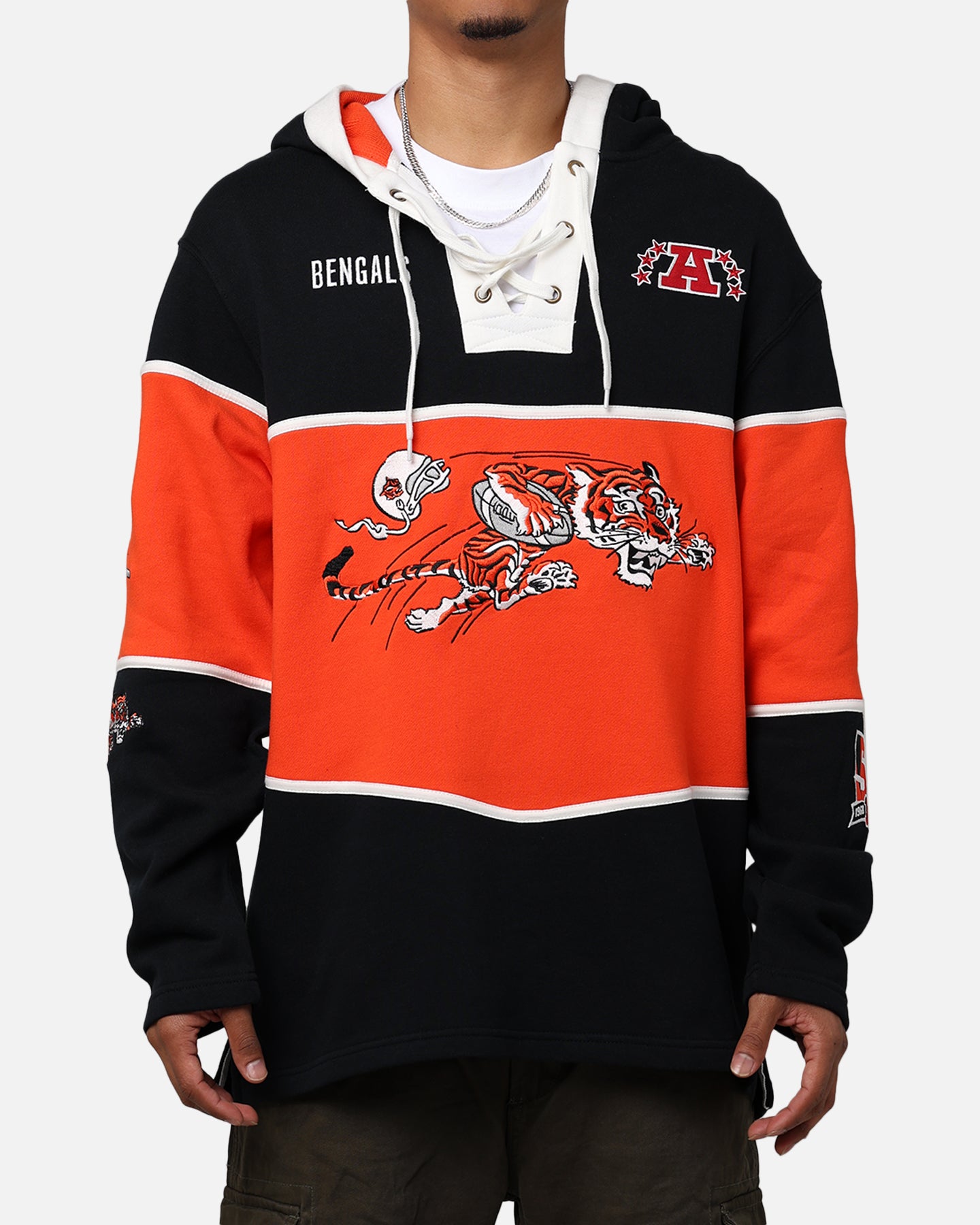 47 Brand Cincinnati Bengals NFL Legacy Lacer Hoodie - Jet Black - Official Licensed NFL Apparel for Men - Perfect for Game Day, Tailgating & Casual Wear