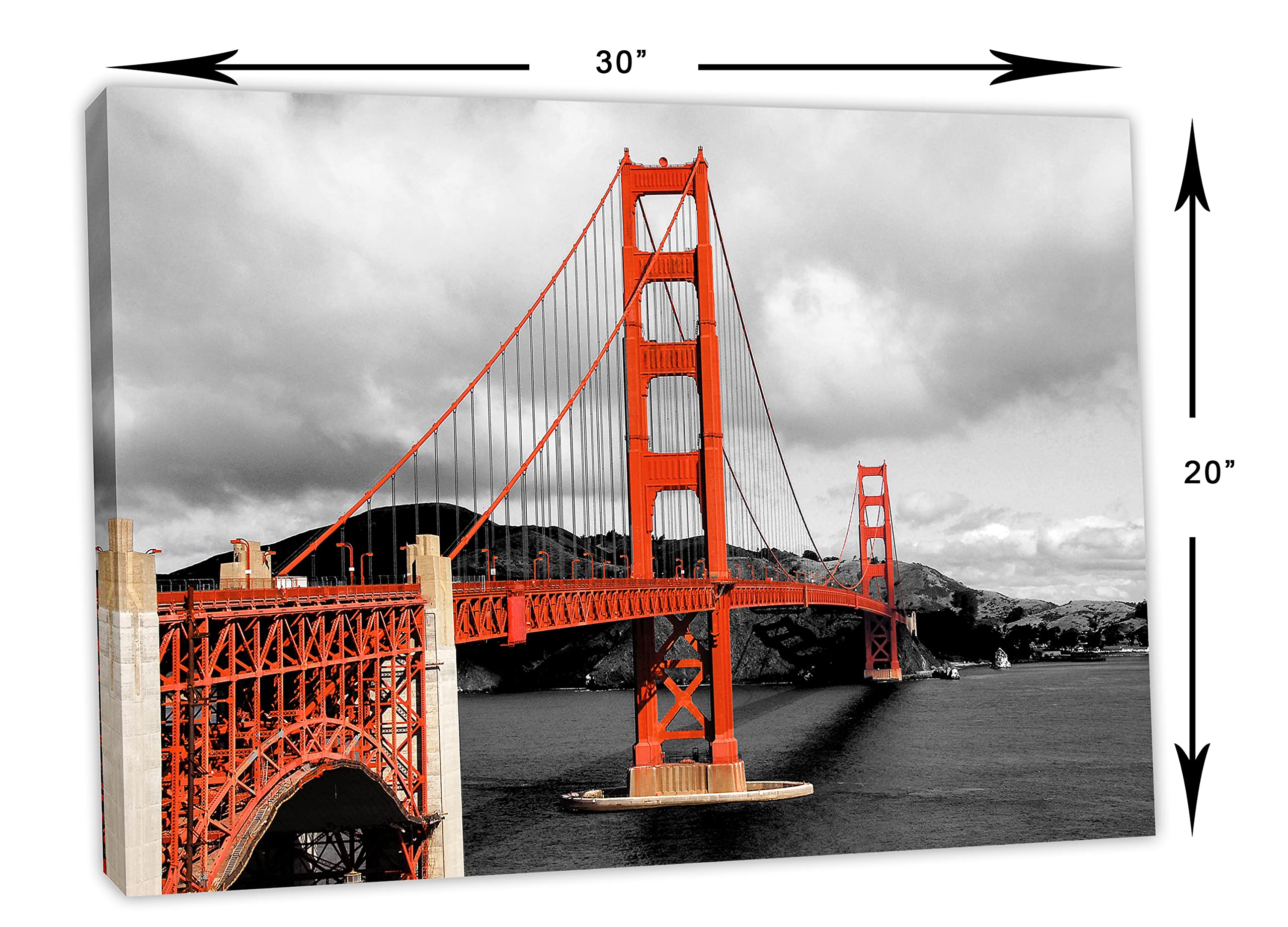 30x20 Golden Gate Bridge Canvas Wall Art Print - Modern Home Decor for Living Room, Bedroom & Office | Premium Wall Decor for San Francisco Lovers