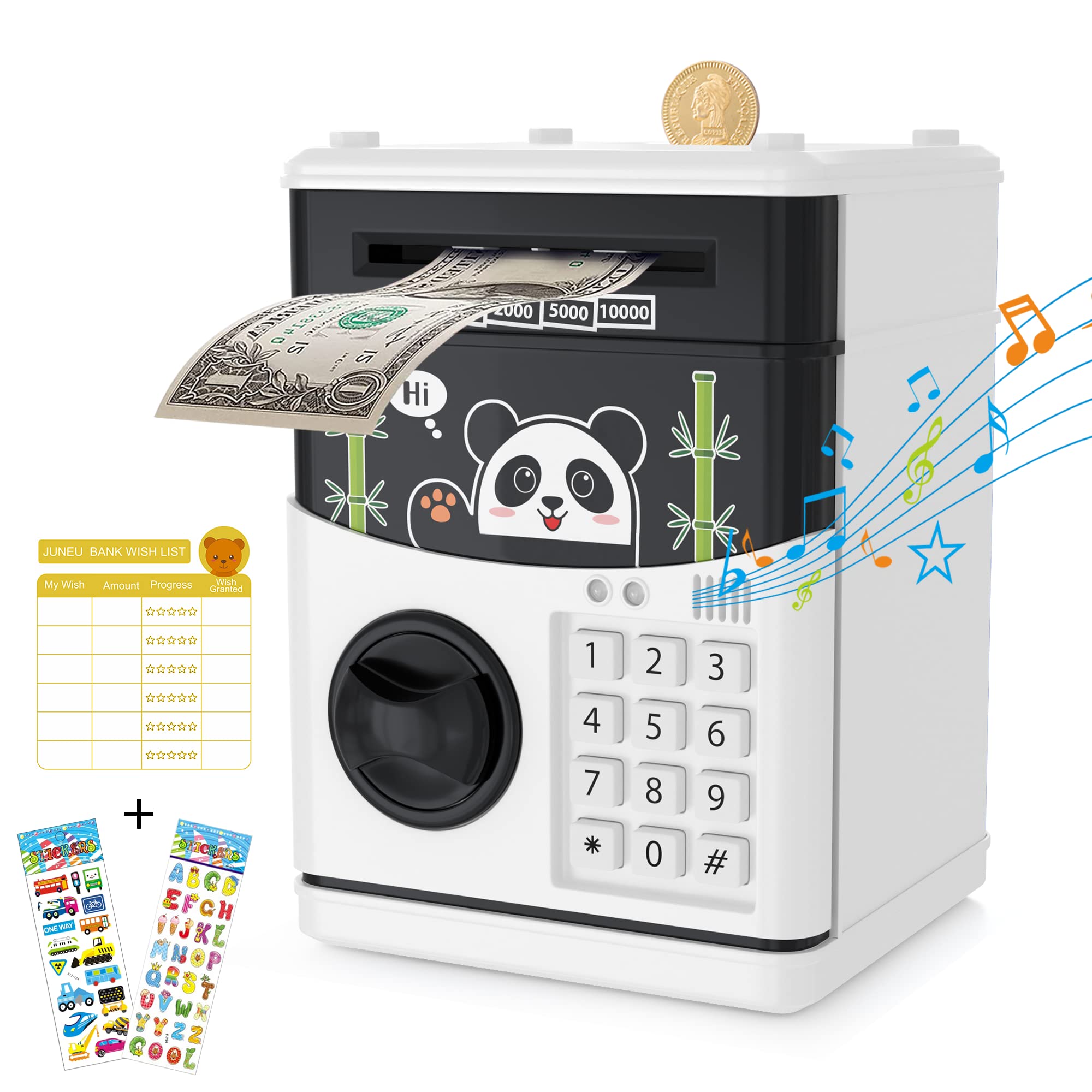 Electronic Password ATM Piggy Bank for Kids - Cute Money Saving Box with Auto Scroll for Coins & Bills - Best Gift for Boys & Girls - Perfect for Birthday, Allowance Savings & Financial Learning