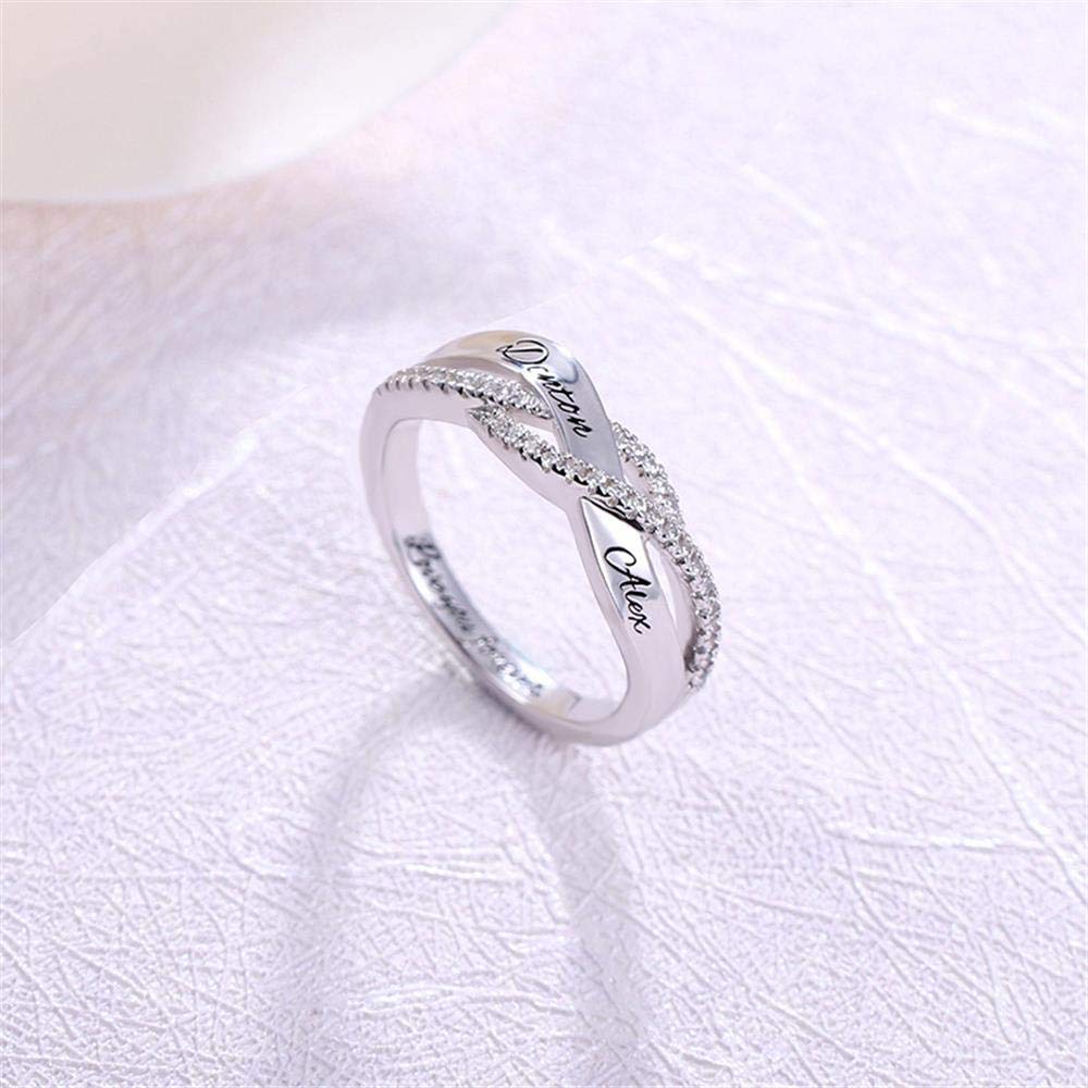 Personalized Mothers Rings for Women - Sterling Silver Twisted Promise & Engagement Rings - Custom Name Necklace Gift for Mom, Wife, Anniversary & Special Occasions