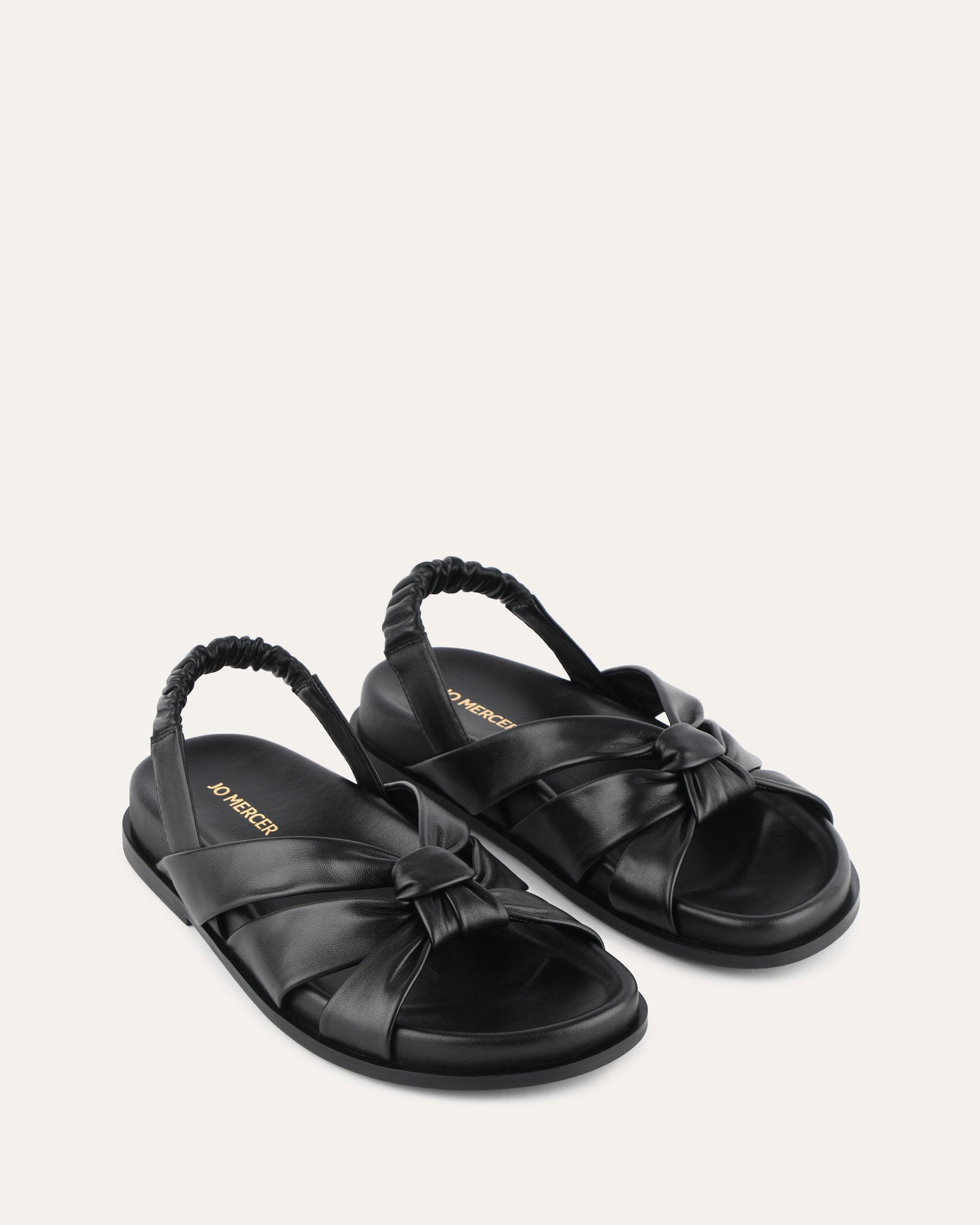 VINCENT Women's Flat Sandals - Black Genuine Leather Comfortable Slip-On Shoes for Casual Walking, Beach & Summer Outfits
