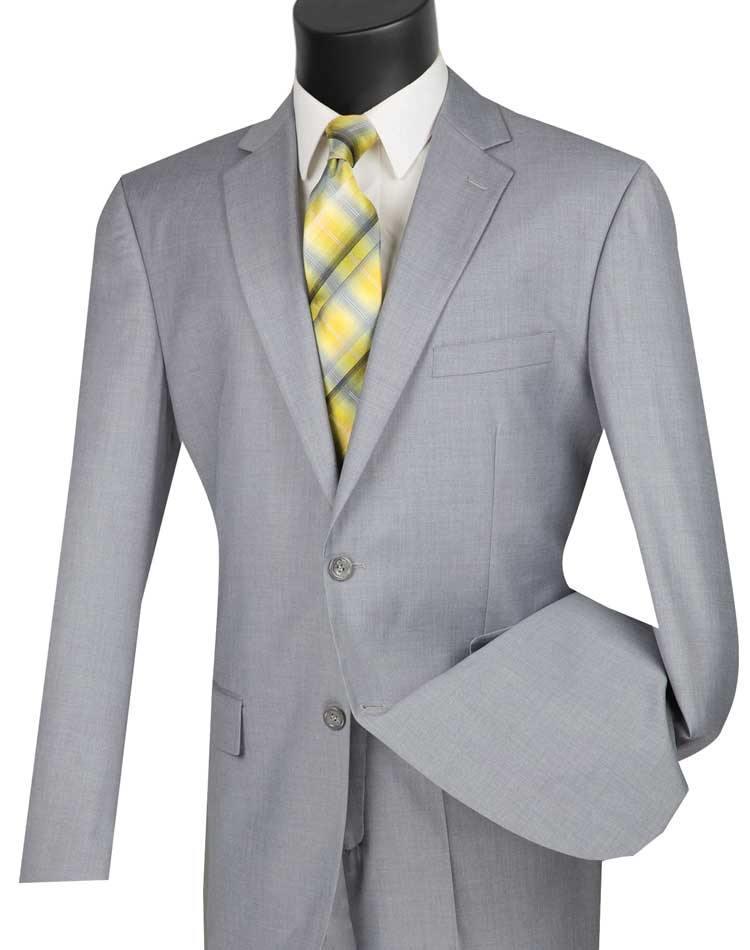 Premium 2-Piece Men's Business Suit - Light Gray Regular Fit | Formal Office Attire & Wedding Suits for Professionals