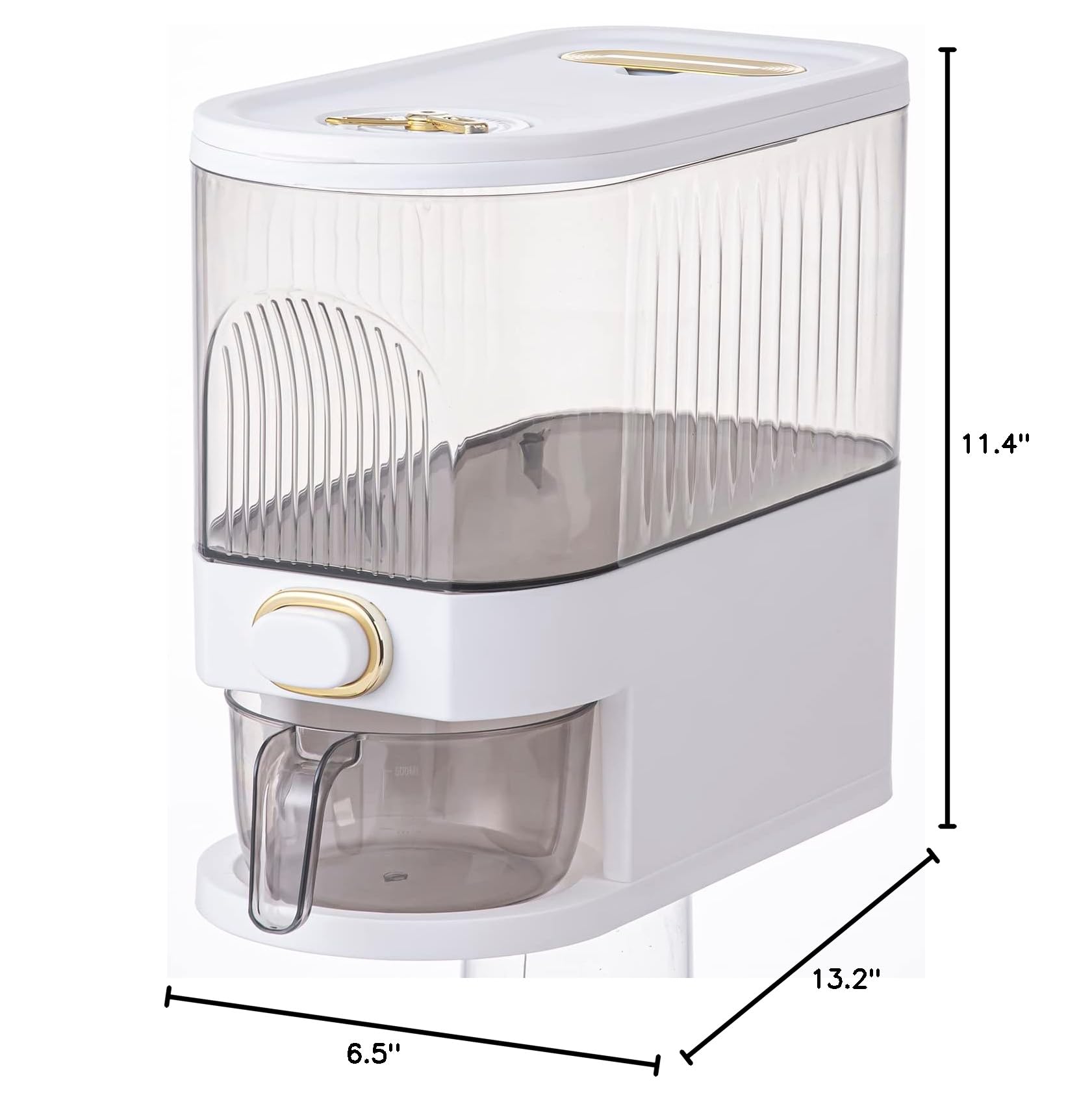 Sooyee 11Lbs Clear Rice Dispenser with Measuring Cup - Airtight Food Storage Container for Kitchen Pantry Organization - Perfect for Rice, Grains, Cereal, Beans, Pasta & Dry Food Storage - Ideal for Home, Restaurant & Bulk Food Storage