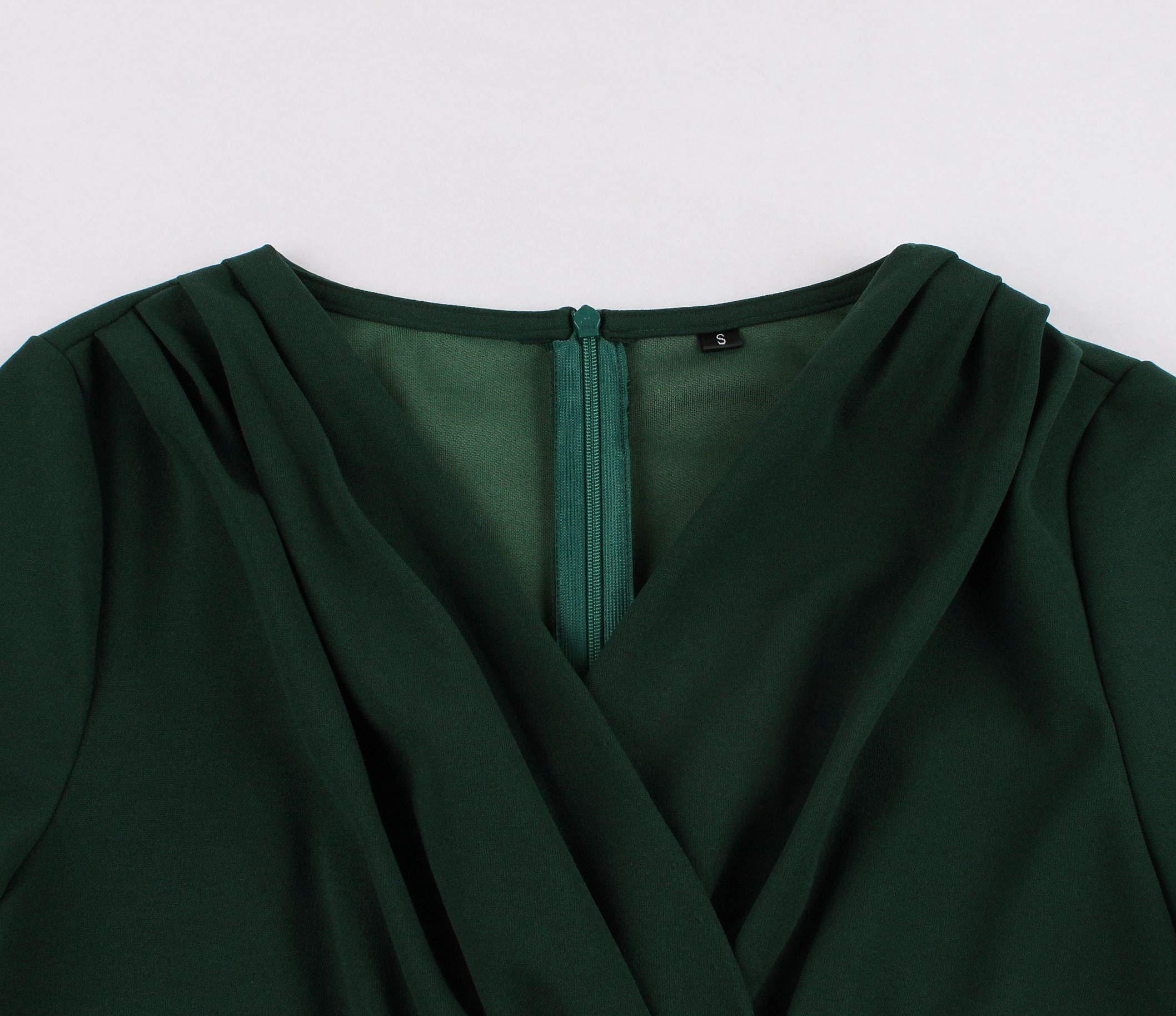 Wellwits Women's Ruched Wrap Cocktail Dress - Vintage Style Work Dress for Office, Party & Special Occasions