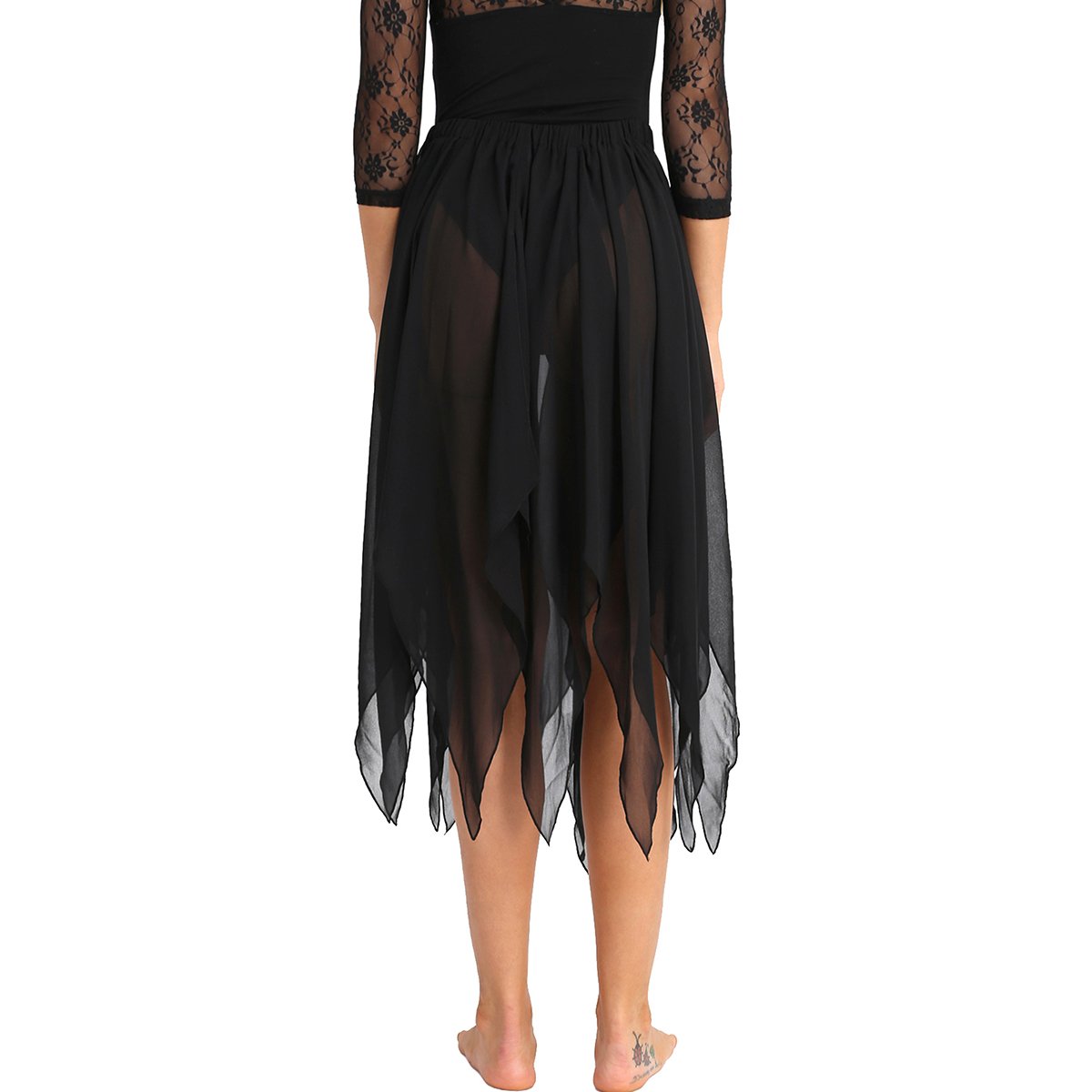 TiaoBug Women's Asymmetric Belly Dance Skirt - 13 Panel Chiffon Flowy Skirt for Professional Performances & Dance Classes