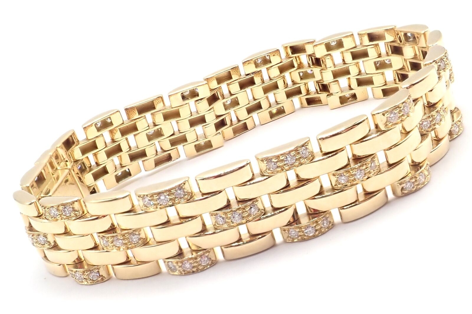 Authentic Cartier Maillon Panthere 18K Gold Diamond Five Row Link Bracelet for Women - Luxury Jewelry Gift for Anniversary, Birthday & Special Occasions