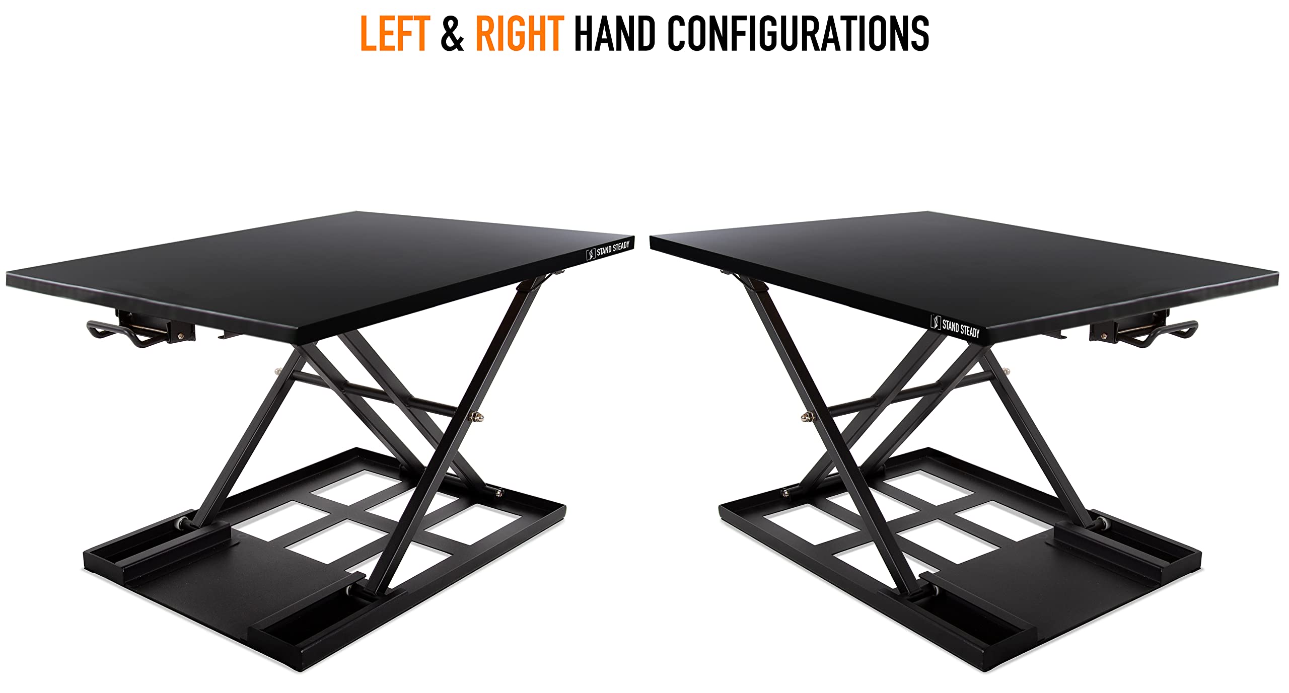 Stand Steady X-Elite Pro Ergonomic Adjustable Standing Desk Converter - 28x20 Inch Height Adjustable Laptop Riser for Home Office Workstation - Perfect for Sit-Stand Work Setup with Computer Monitor (Black)