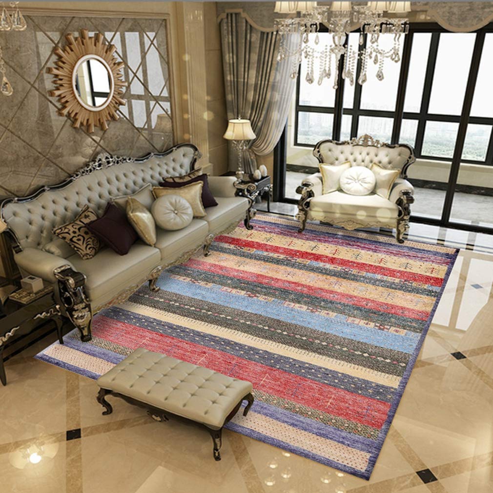 LIKETN Soft Isfahan Traditional Floral Area Rug - 6.5'x10' Non-Slip Fleece Carpet for Living Room, Bedroom, Nursery | Indoor/Outdoor Use, Home Decor, Runner Mat - Perfect for Cozy Spaces & High-Traffic Areas