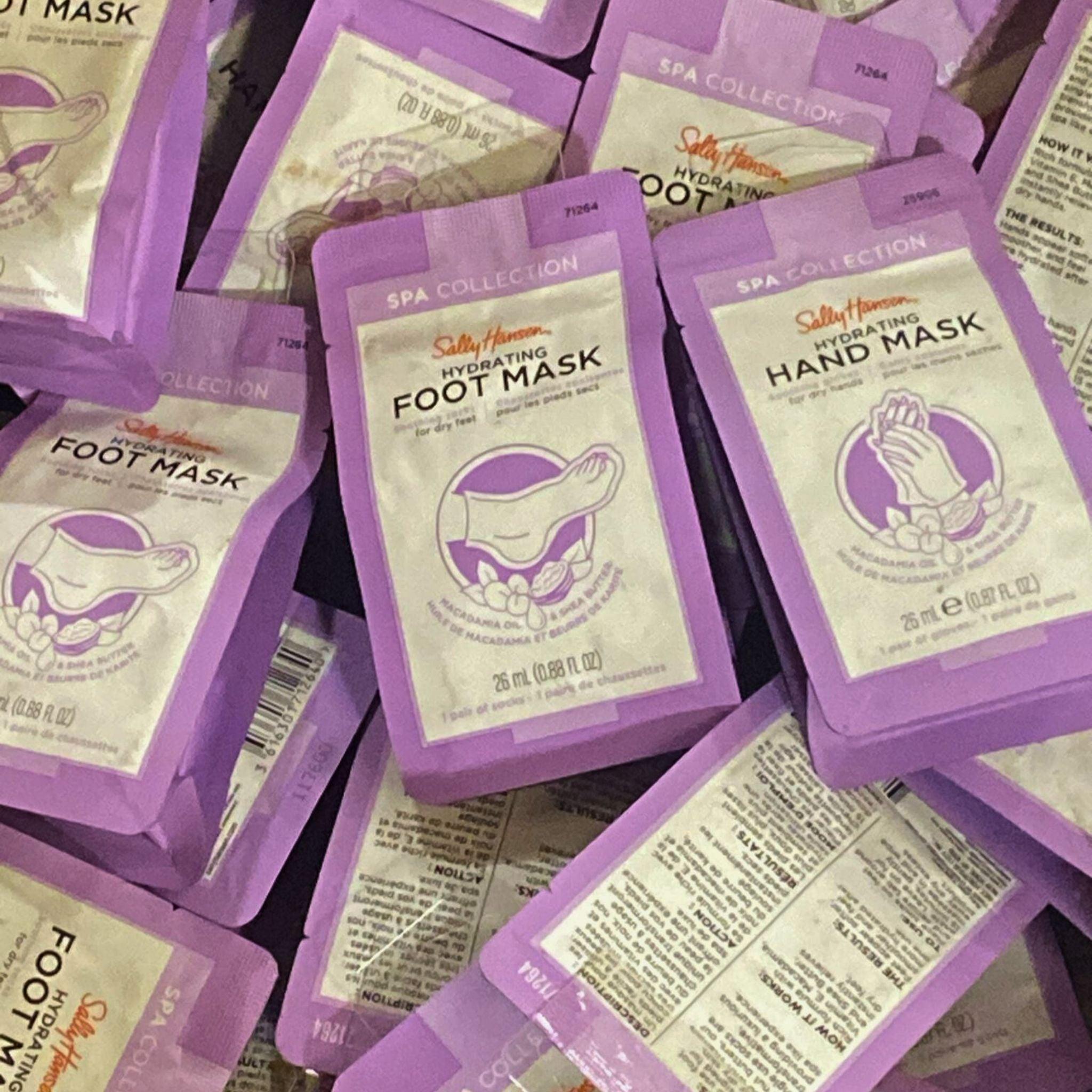 Sally Hansen Hydrating Foot & Hand Mask Spa Set with Macadamia Oil & Shea Butter - 26mL x 55 Pcs - Moisturizing Treatment for Dry Cracked Skin - Perfect for Home Spa Day & Self Care Routine