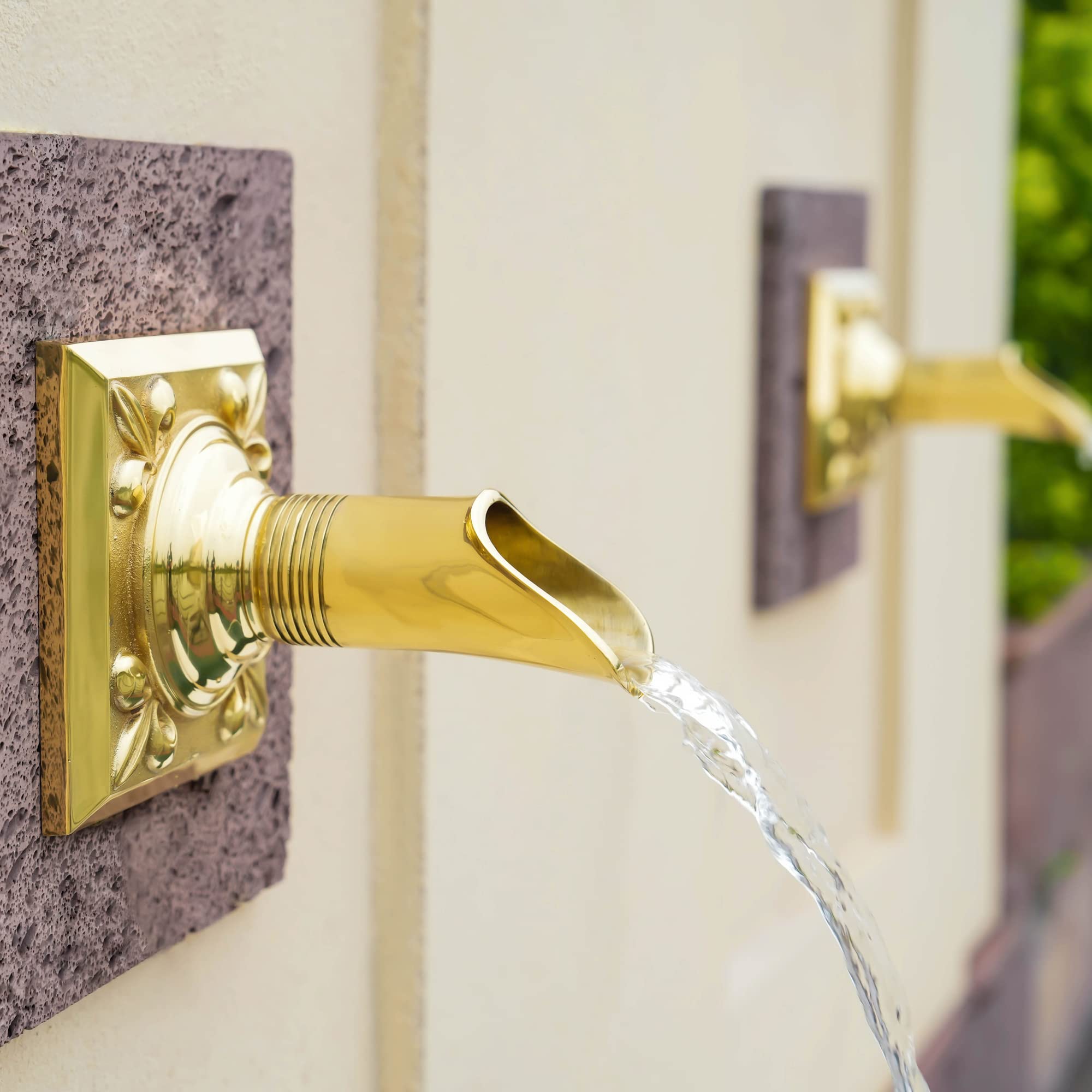 Exquisite Solid Brass Handcrafted Waterfall Spout - Luxury Landscape Fountain Spout & Scupper for Pools, Ponds, Water Walls | Perfect for Outdoor Garden Decor, Zen Water Features, and Upscale Backyard Waterfalls