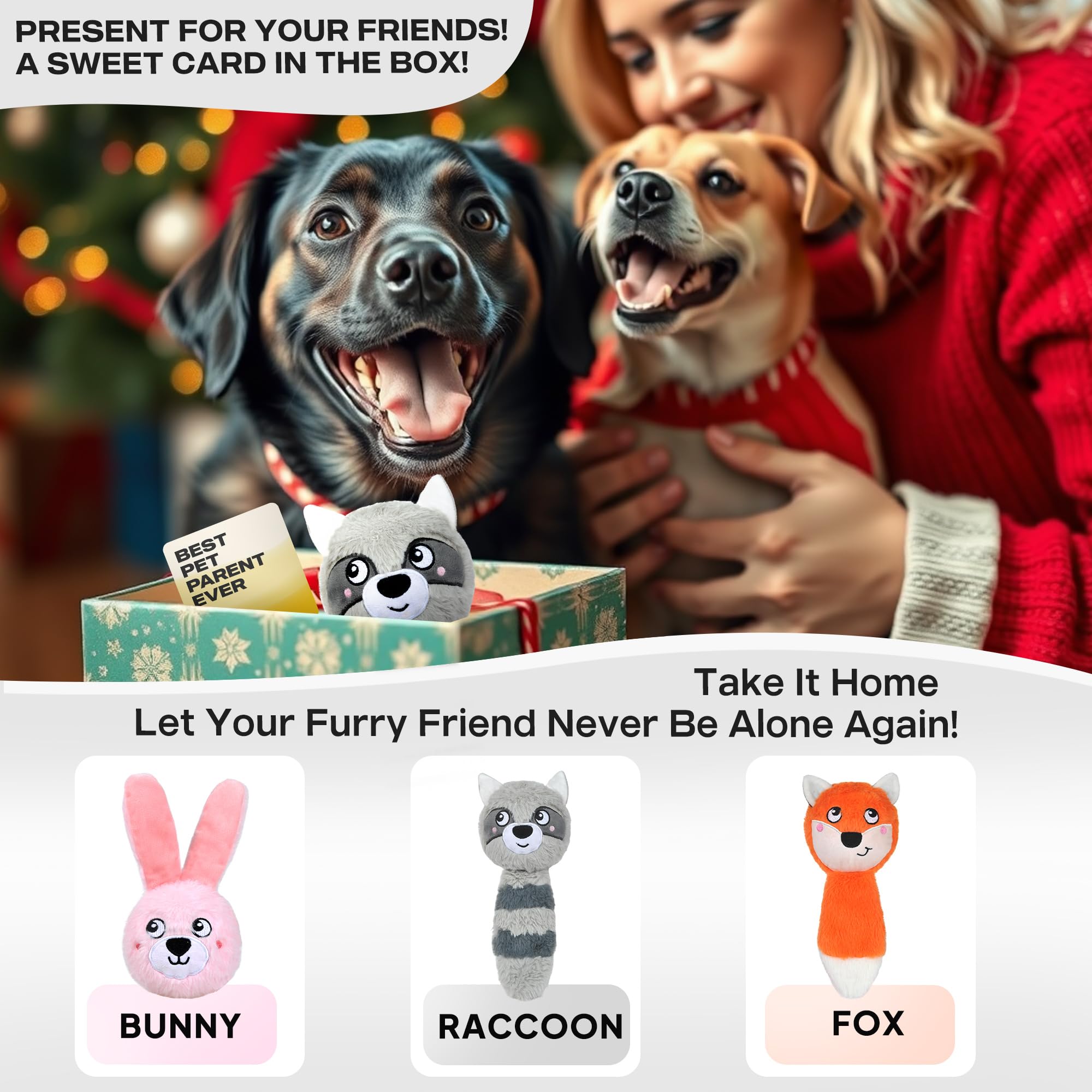 Fida Durable 3-in-1 Squeaky Dog Chew Toys for Aggressive Chewers - Triple-Layered Interactive Raccoon Design for Small, Medium & Large Dogs - Perfect for Playtime, Training & Anxiety Relief
