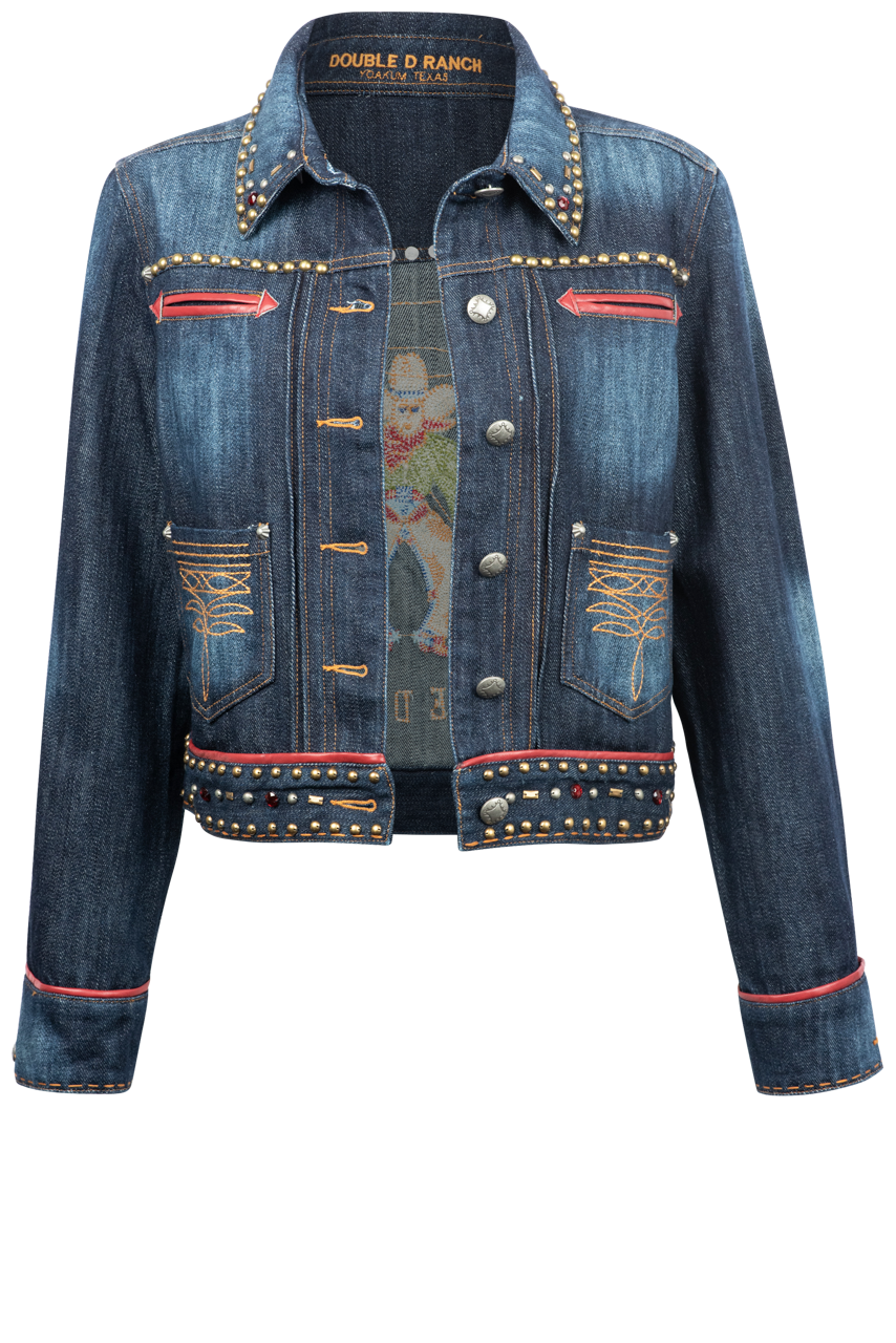 Double D Ranch Pure Country Denim Jacket for Women - Vintage Western Style Denim Jacket with Embroidery - Perfect for Cowgirl Outfits, Rodeo Events & Casual Wear