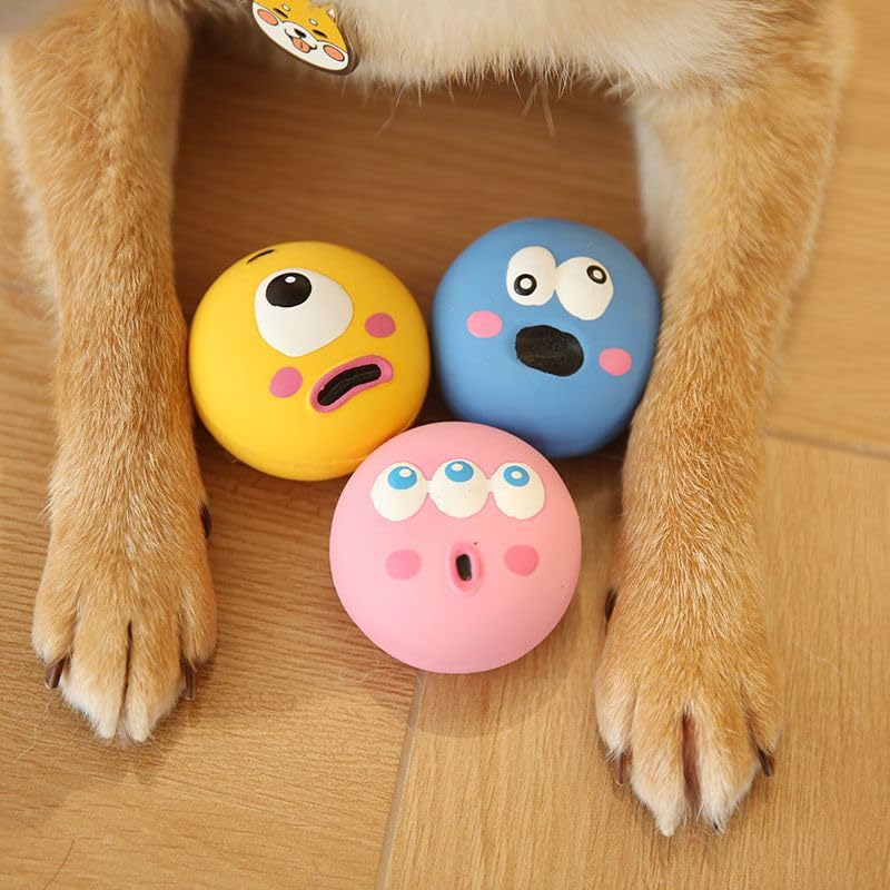 Natural Rubber Squeaker Ball - High Elasticity Latex Chew Toy for Ferrets, Kittens, Guinea Pigs & Rabbits - Tough Teeth Grinding Sound Toy for Small Animals - 6PC Set - Perfect for Exercise, Playtime & Stress Relief