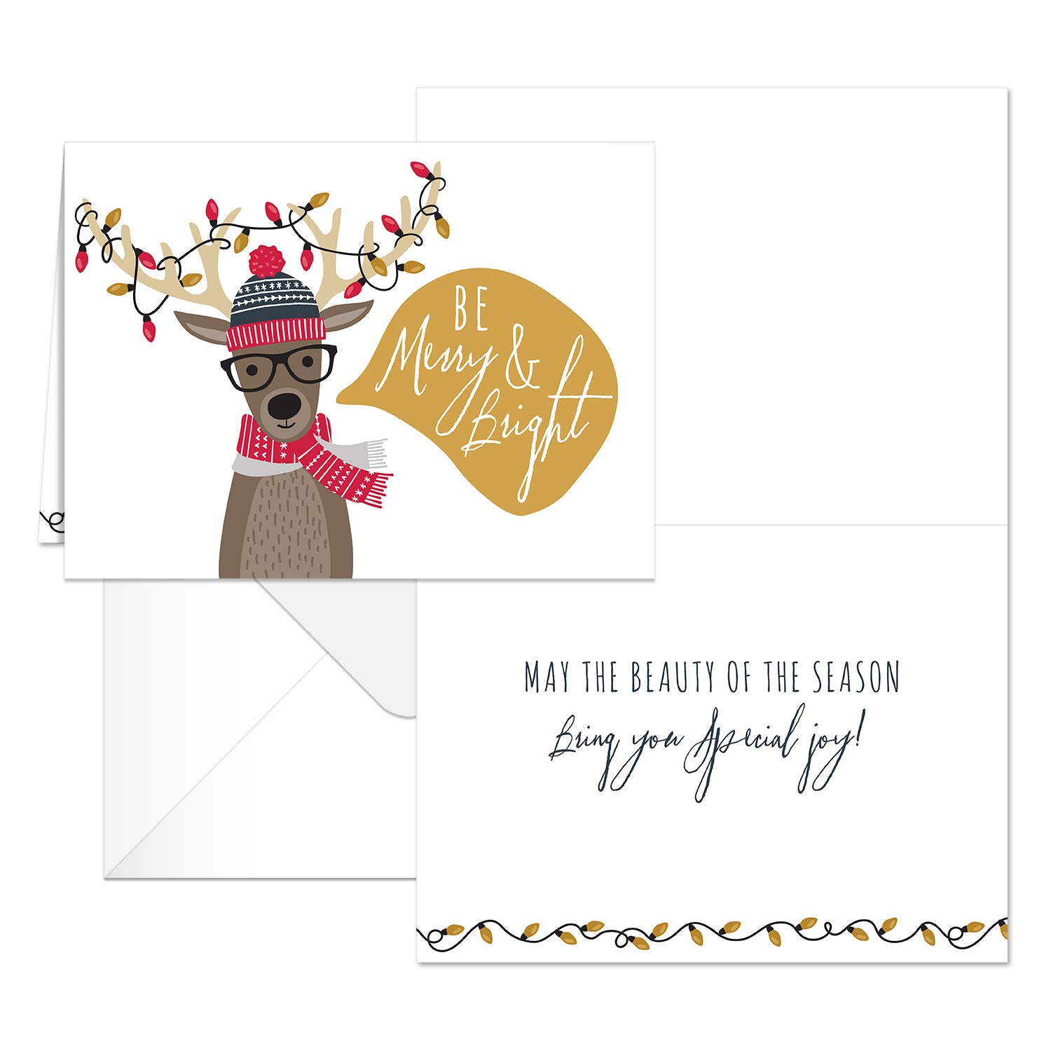 25 Christmas Cards with White Envelopes - 5 Modern Winter Designs (4 5/8