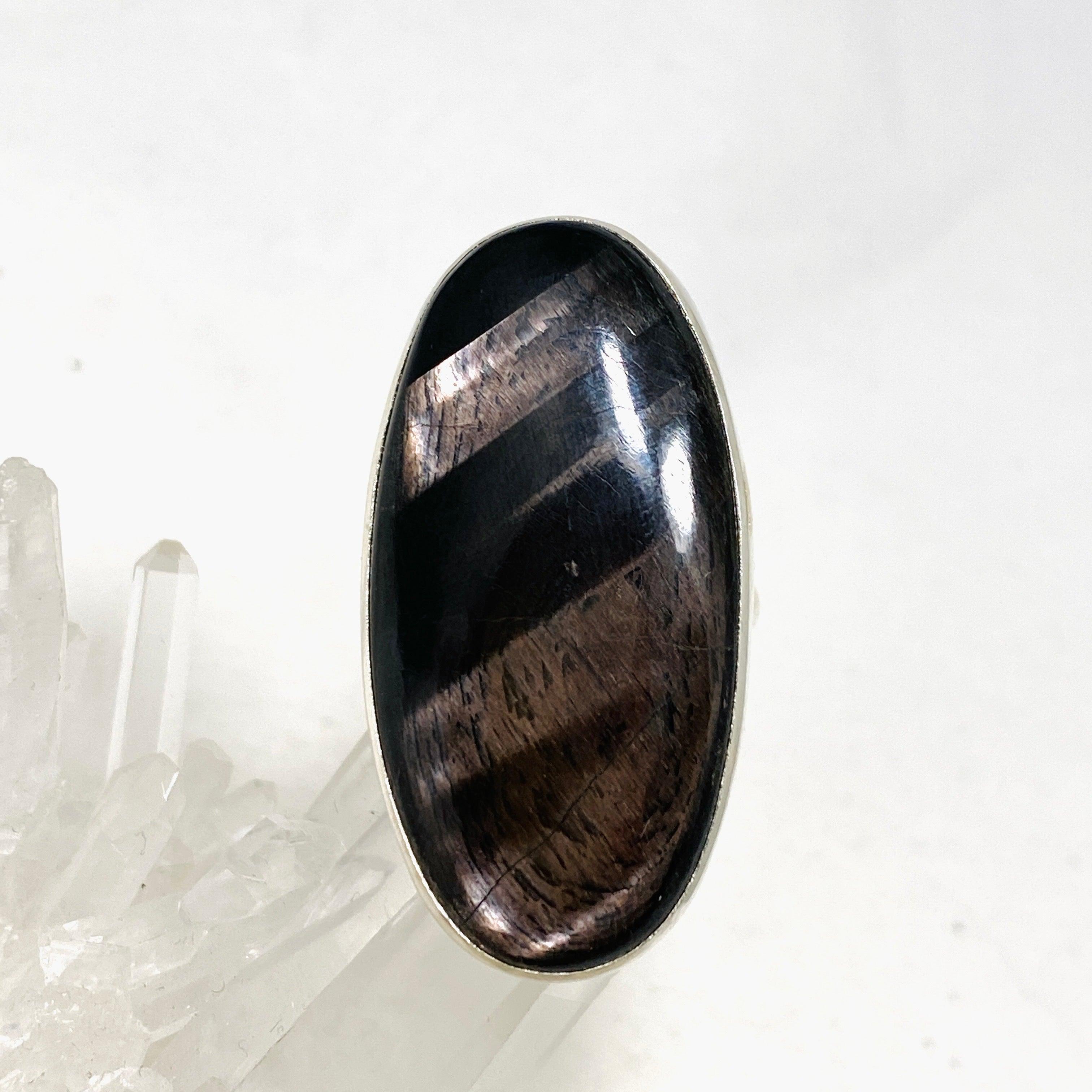 Hypersthene Oval Split Band Ring Size 9 KRGJ3147 - Elegant Gemstone Jewelry for Women, Perfect for Everyday Wear & Special Occasions