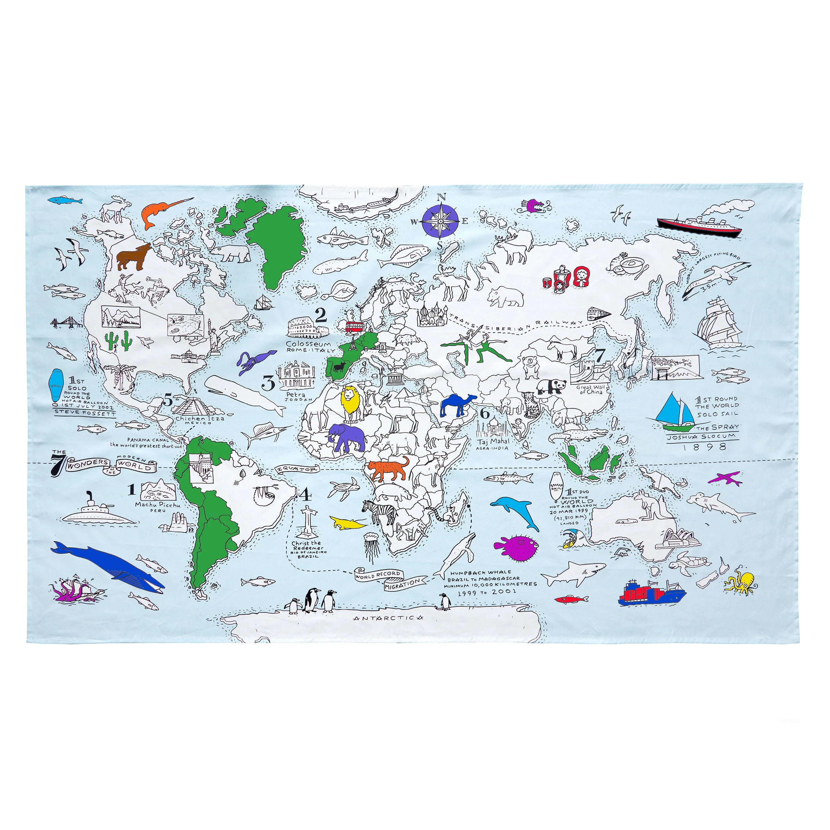 World Map Tablecloth - Waterproof Vinyl Table Cover for Dining Room, Kitchen, Party Decor - Perfect for Travel Theme Events, Geography Lessons, and Home Decor