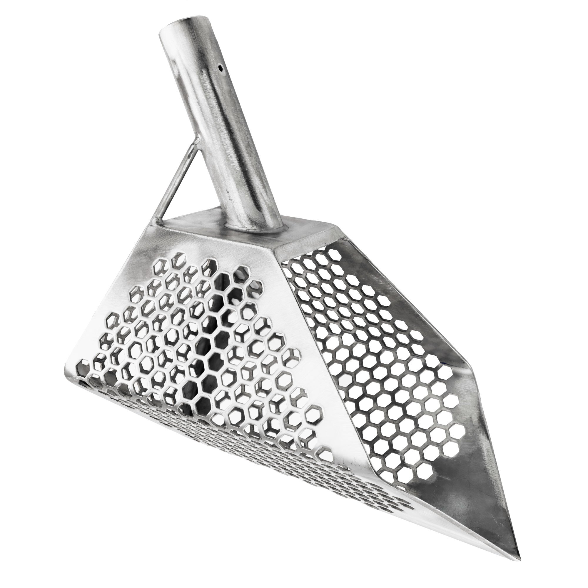 Anaconda 11 x 6.5 Inch Hex Stainless Steel Beach Sand Scoop with LED Light & Lanyard - Carbon Fiber Adjustable Metal Detecting Pole with Ergonomic Handle | Perfect for Treasure Hunting, Beach Combing & Gold Prospecting