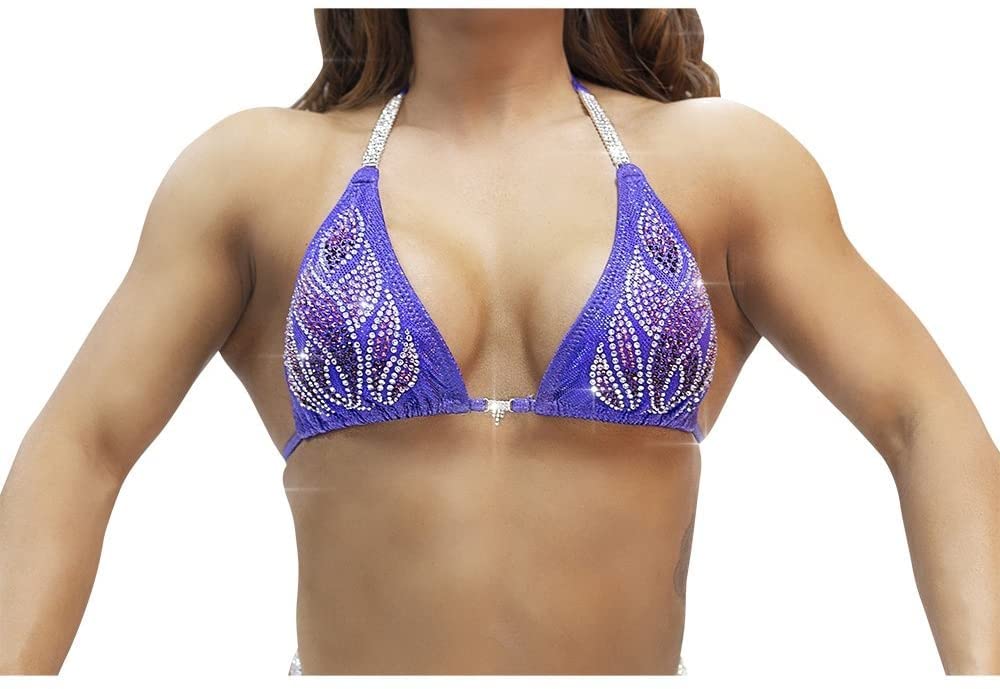 NPC Figure Competition Bikini - Purple Flame Physique Posing Suit for Women | High-Performance Fitness & Bodybuilding Stagewear | Perfect for Figure Shows, Bodybuilding Contests & Fitness Competitions