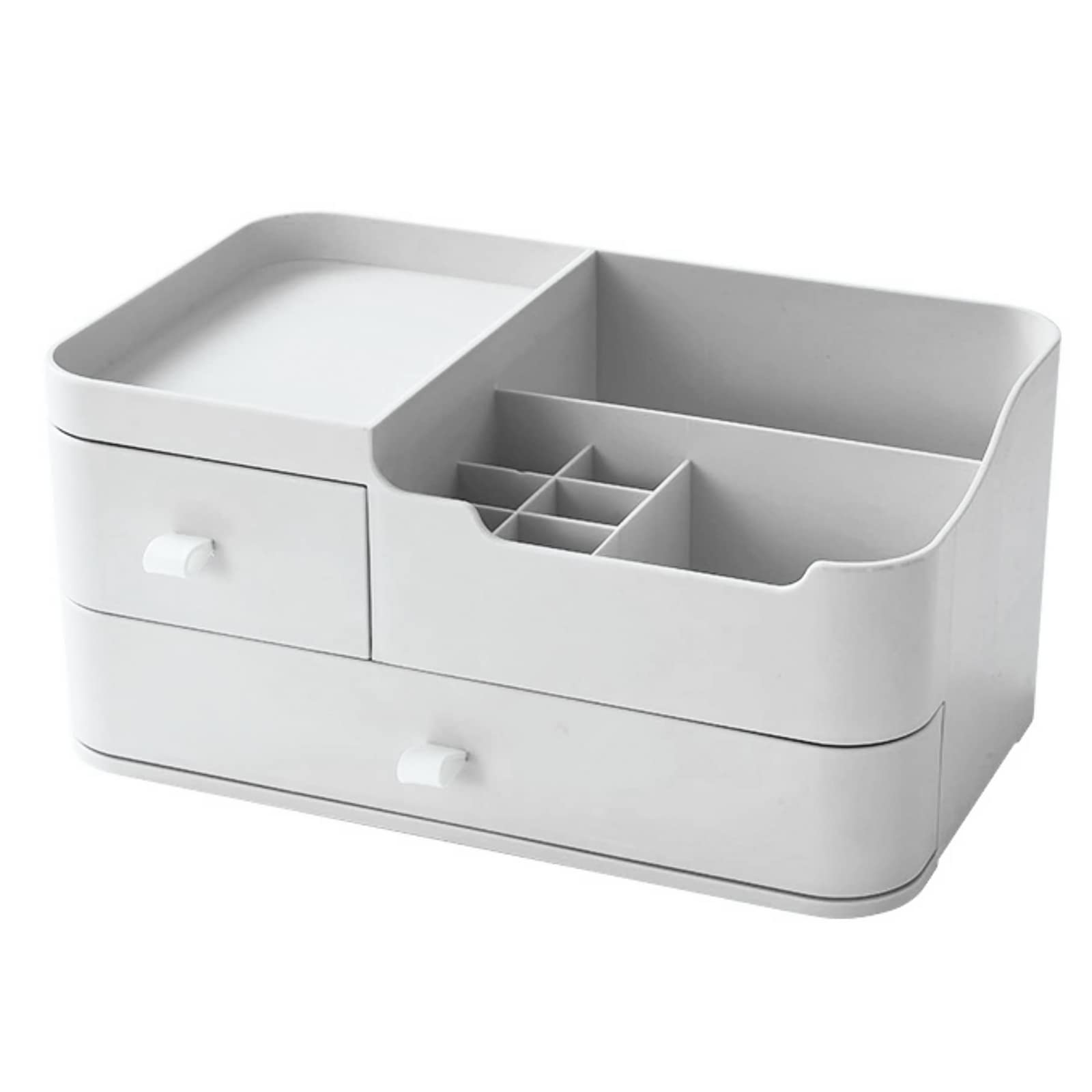 White Makeup Organizer with Drawers - Cosmetic Storage Box for Brushes, Eyeshadow, Lipstick & Nail Polish - Perfect for Vanity, Dresser & Bathroom Countertop Organization