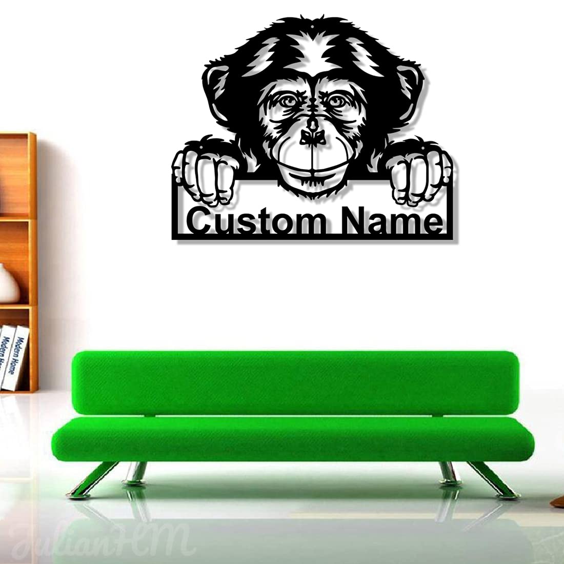 Personalized Chimpanzee Monkey LED Wall Art - 18x18 Inches Custom Metal Sign with Lights for Home & Bar Decor - Perfect for Living Room, Bedroom, or Man Cave