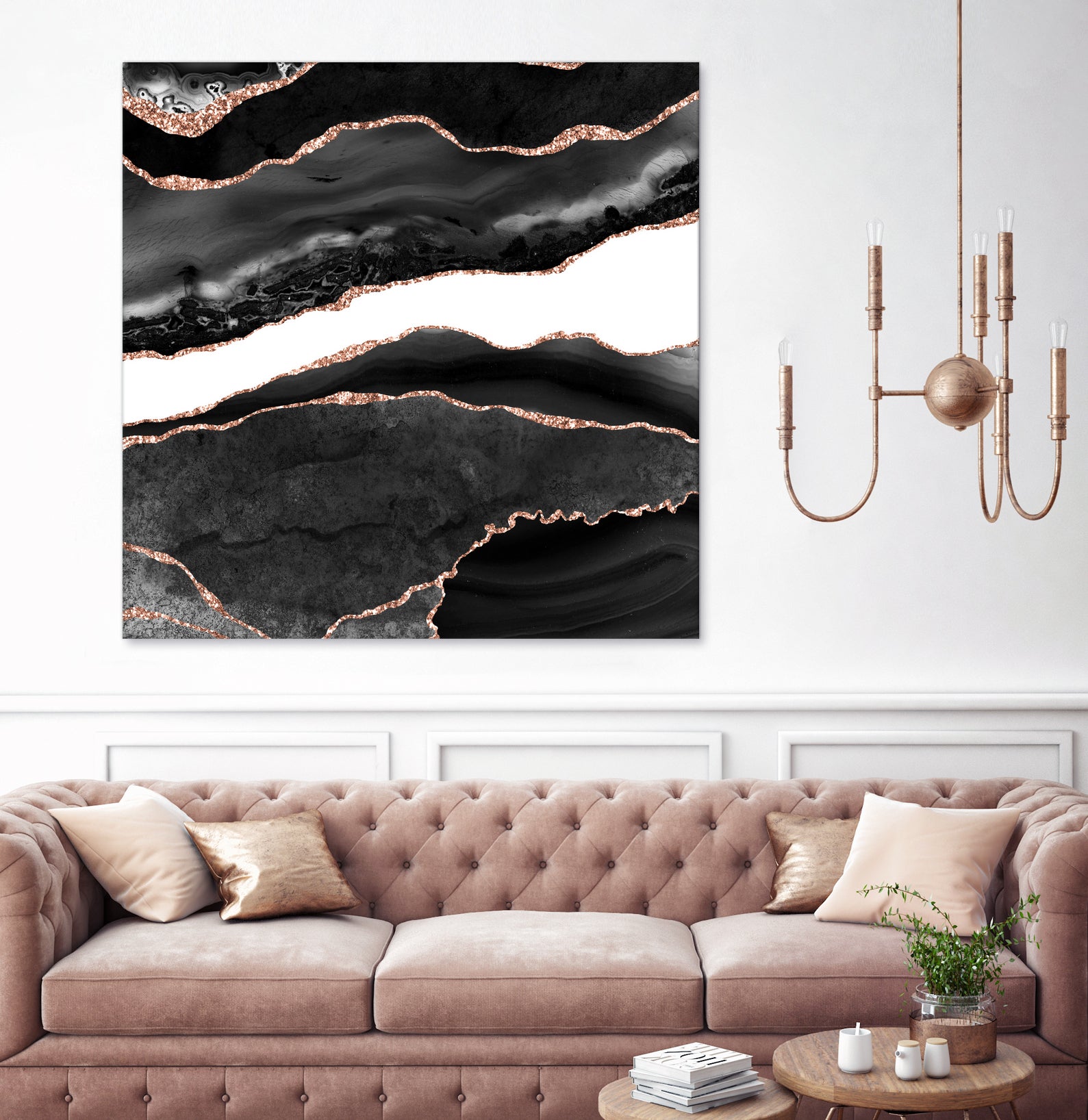 Black & Rose Gold Agate Texture 08 - Elegant Agate Pattern Phone Case for iPhone & Samsung | Perfect for Everyday Use, Office & Travel Protection