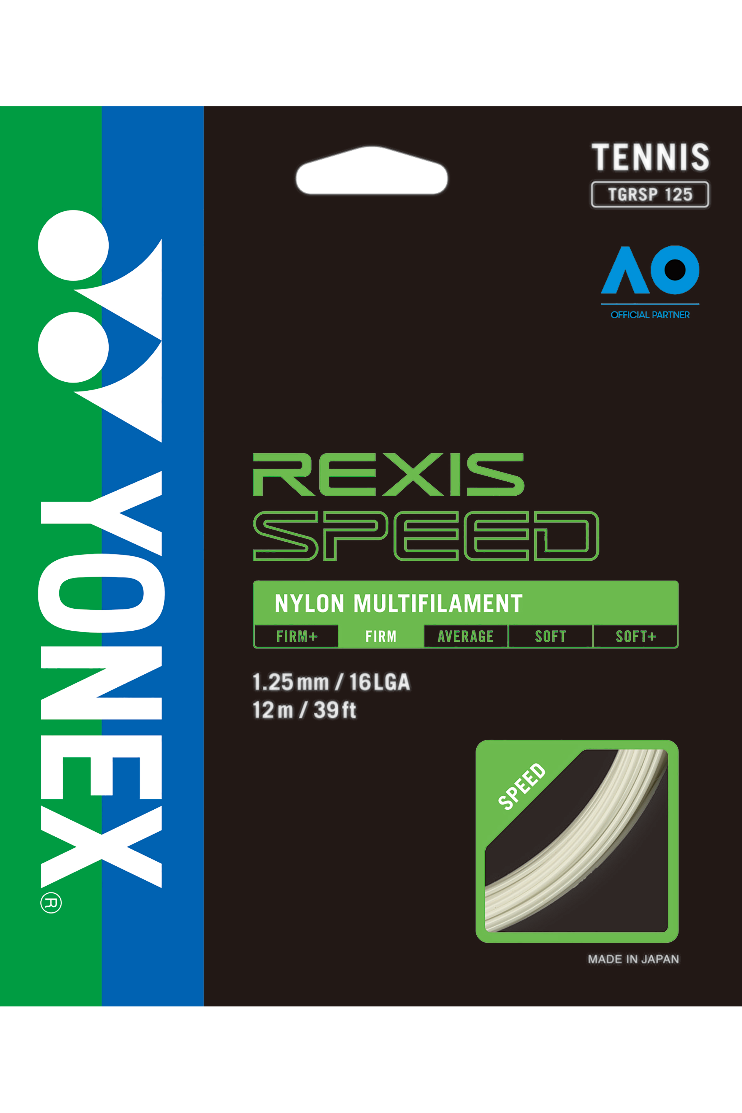 Yonex Rexis Speed 125 Tennis Strings - White | High-Performance Tennis Racket Strings for Power & Control | Perfect for Competitive Play & Training