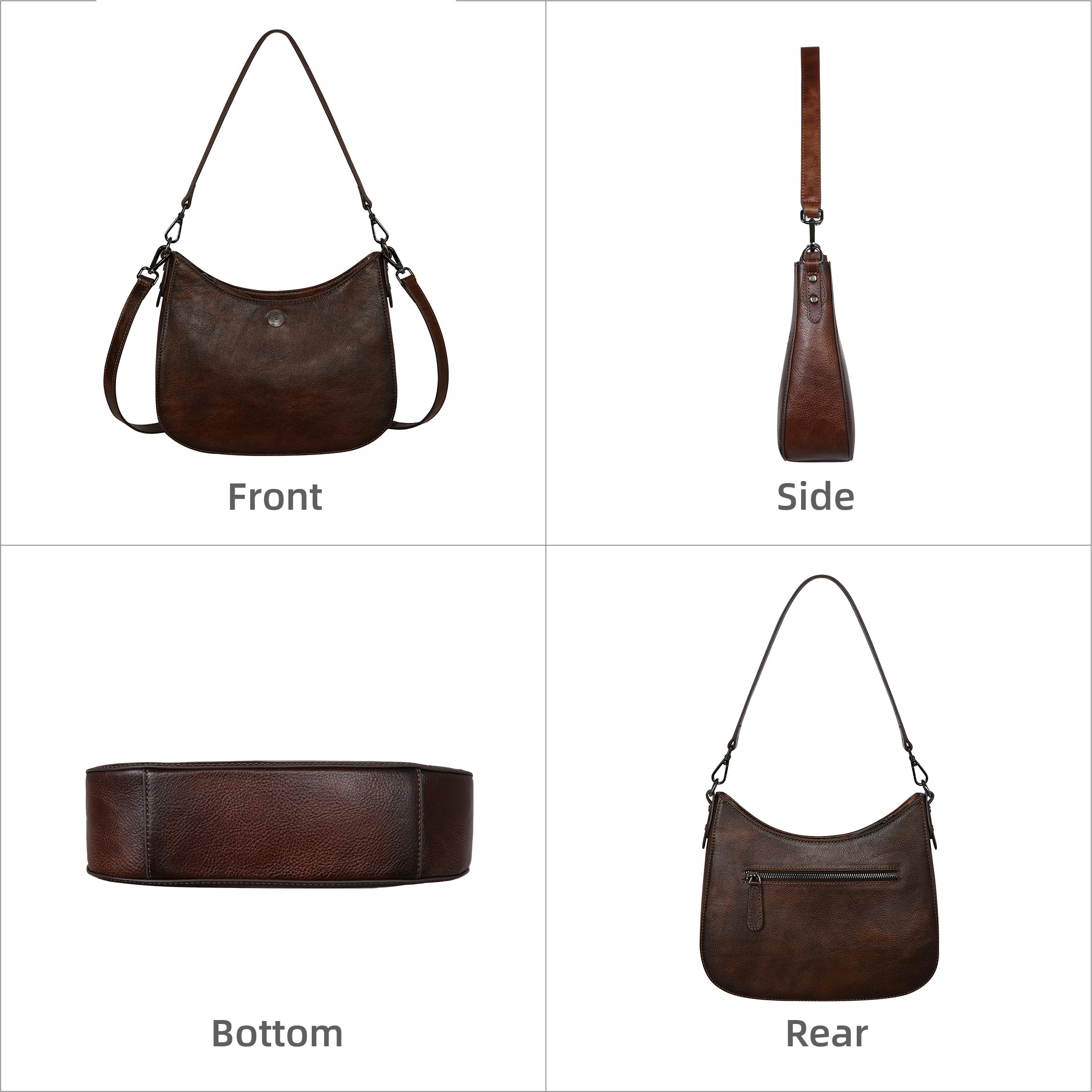 Iswee Genuine Leather Shoulder Bag for Women - Crossbody Crescent Moon Purse, Trendy Designer Satchel Handbag with Half Moon Shape | Perfect for Work, Travel & Evening Out