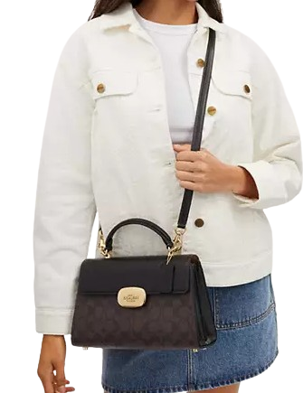 Coach Eliza Top Handle Bag in Signature Canvas - Stylish & Durable Crossbody Purse for Women, Perfect for Work, Travel & Everyday Use