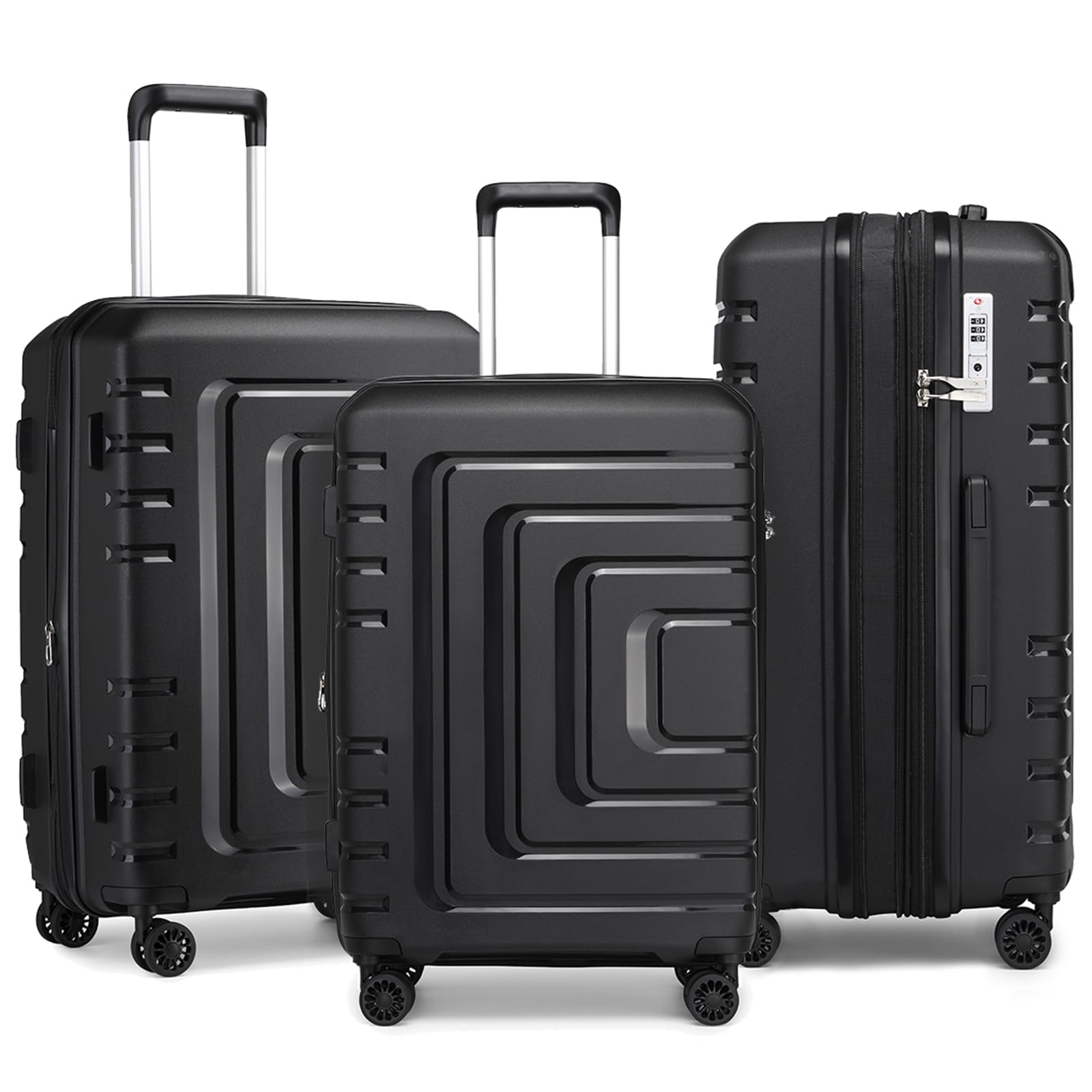 Somago 3-Piece Expandable Hardside Luggage Set (20/24/28 Inch) - Lightweight Polypropylene Suitcases with 360° Spinner Wheels, YKK Zippers & TSA Lock - Perfect for International Travel, Business Trips & Family Vacations (Black)