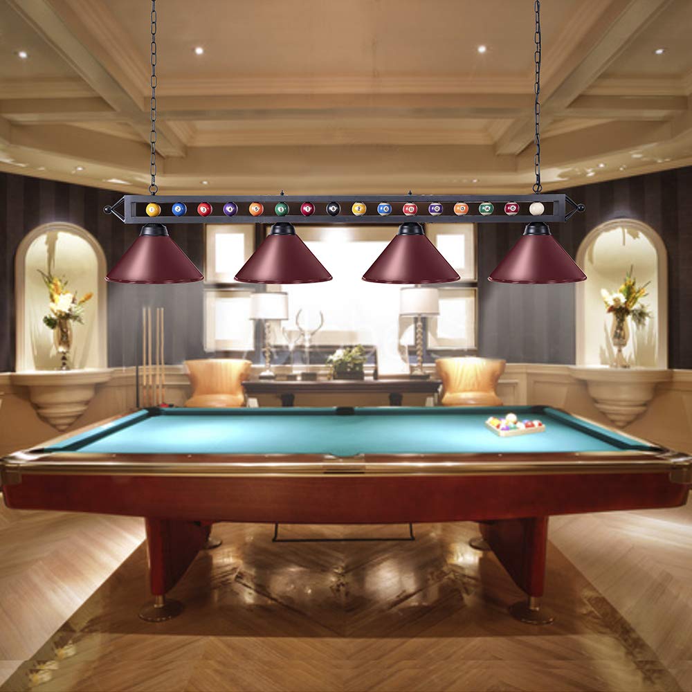 Wellmet 70'' Billiard Table Light - 4-Light Industrial Hanging Fixture for Pool Tables, Game Rooms & Kitchen Islands | Durable Lighting for Home Bars, Man Caves & Entertainment Spaces