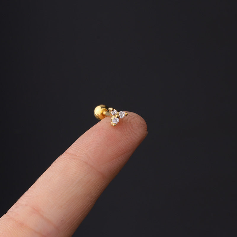 16G Geometric Daith Gold Stud Earrings for Cartilage Piercing | Hypoallergenic Surgical Steel Body Jewelry | Perfect for Everyday Wear & Special Occasions