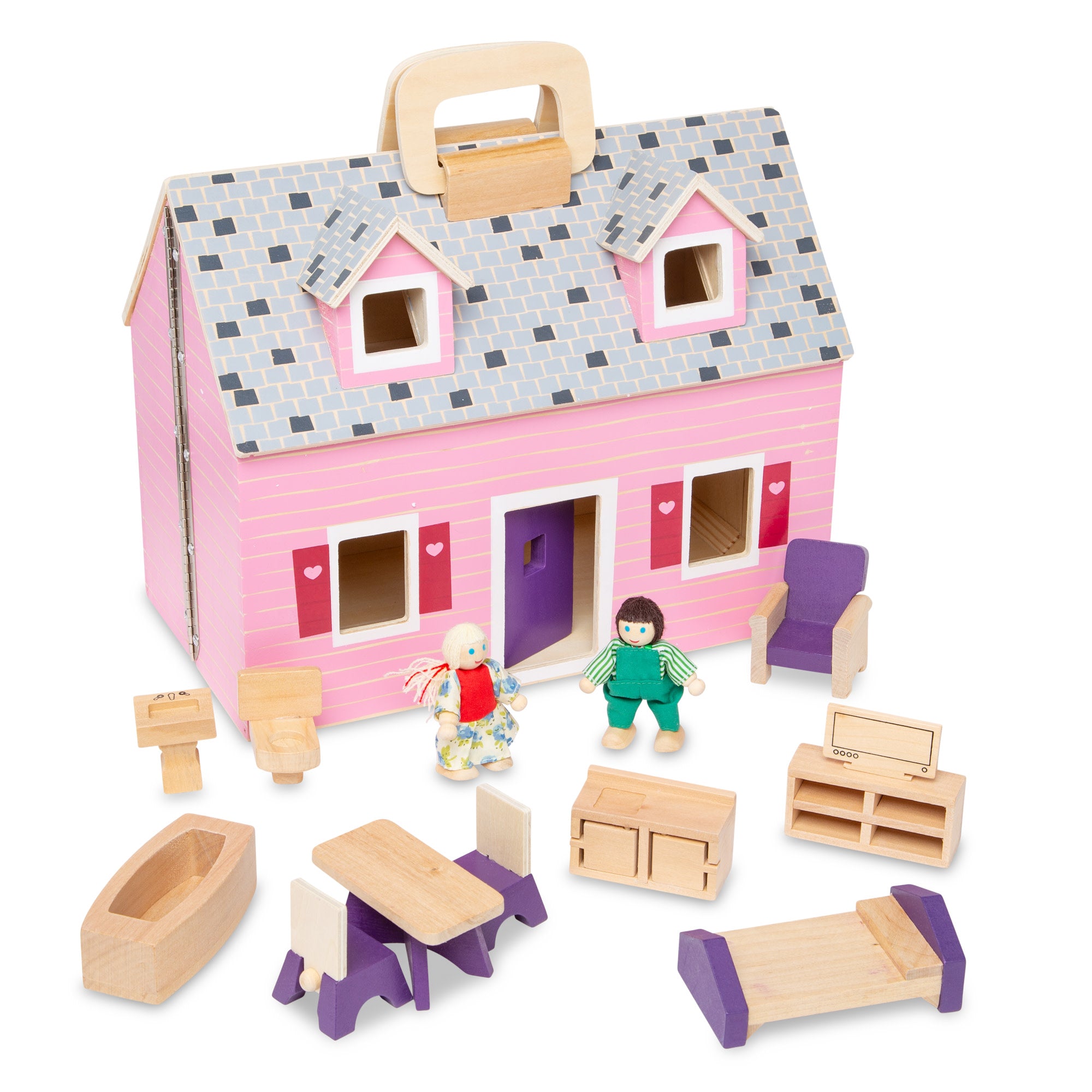 Portable Wooden Foldable Dollhouse for Kids - Compact & Easy Storage - Perfect for Travel, Playroom & Bedroom