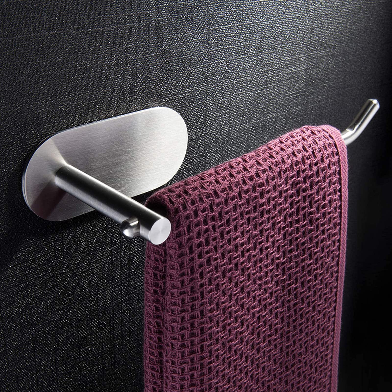 XINMIAO No Drill Adhesive Towel Holder Ring - 304 Stainless Steel Brushed Finish for Kitchen & Bathroom - Perfect for Small Spaces, Apartments, RVs and Dorm Rooms