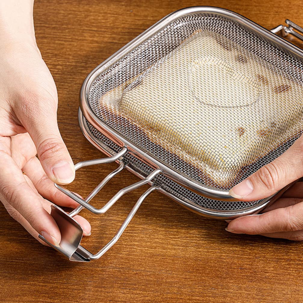 PACKOVE Stainless Steel Sandwich Cage Toaster Clip & Grill Press - Perfect for Grilled Cheese, Panini & Breakfast Sandwiches - Ideal for Home Kitchen & Camping Cooking Accessories