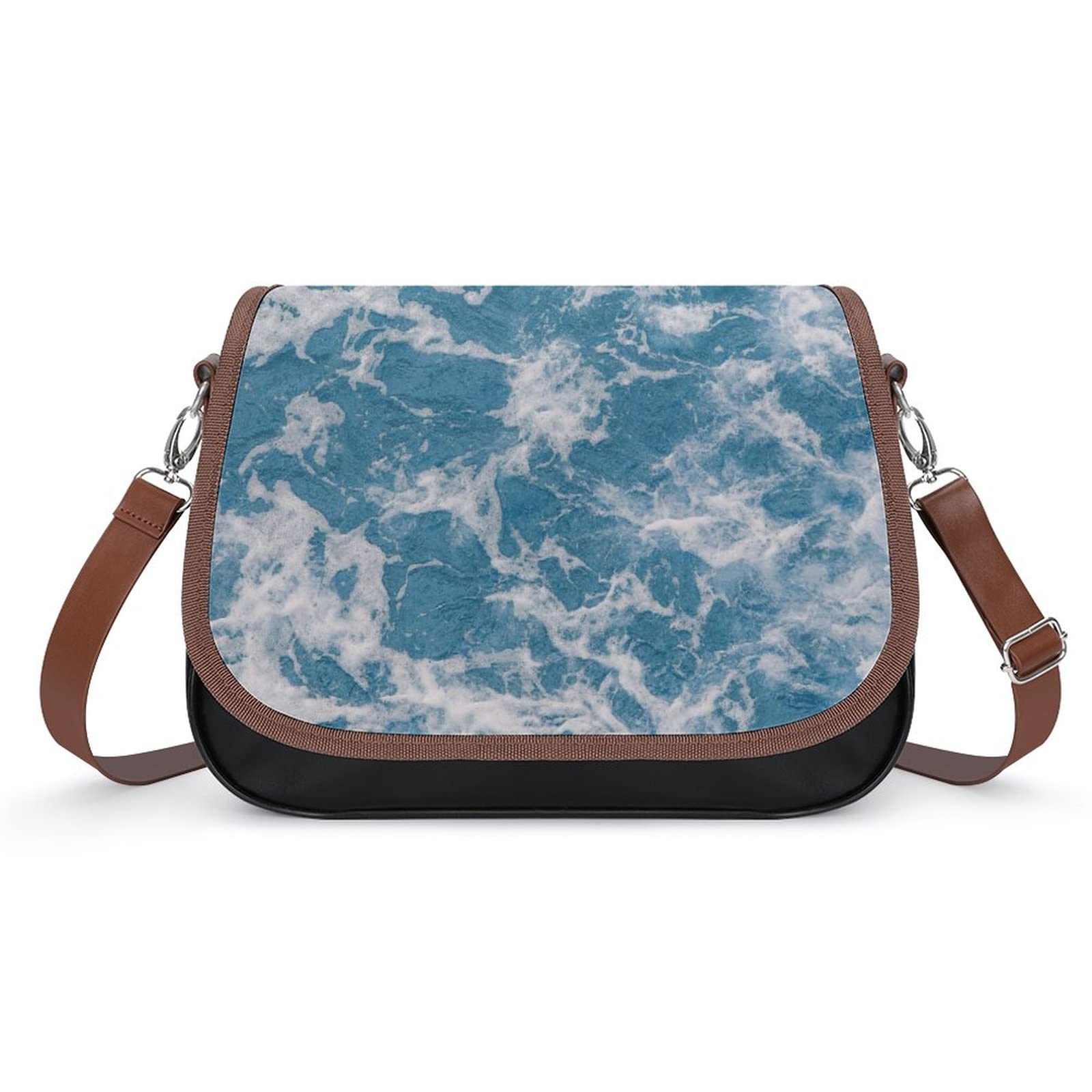 Vintage Leather Crossbody Bag for Women - Stylish Printed Shoulder Purse for Daily Use