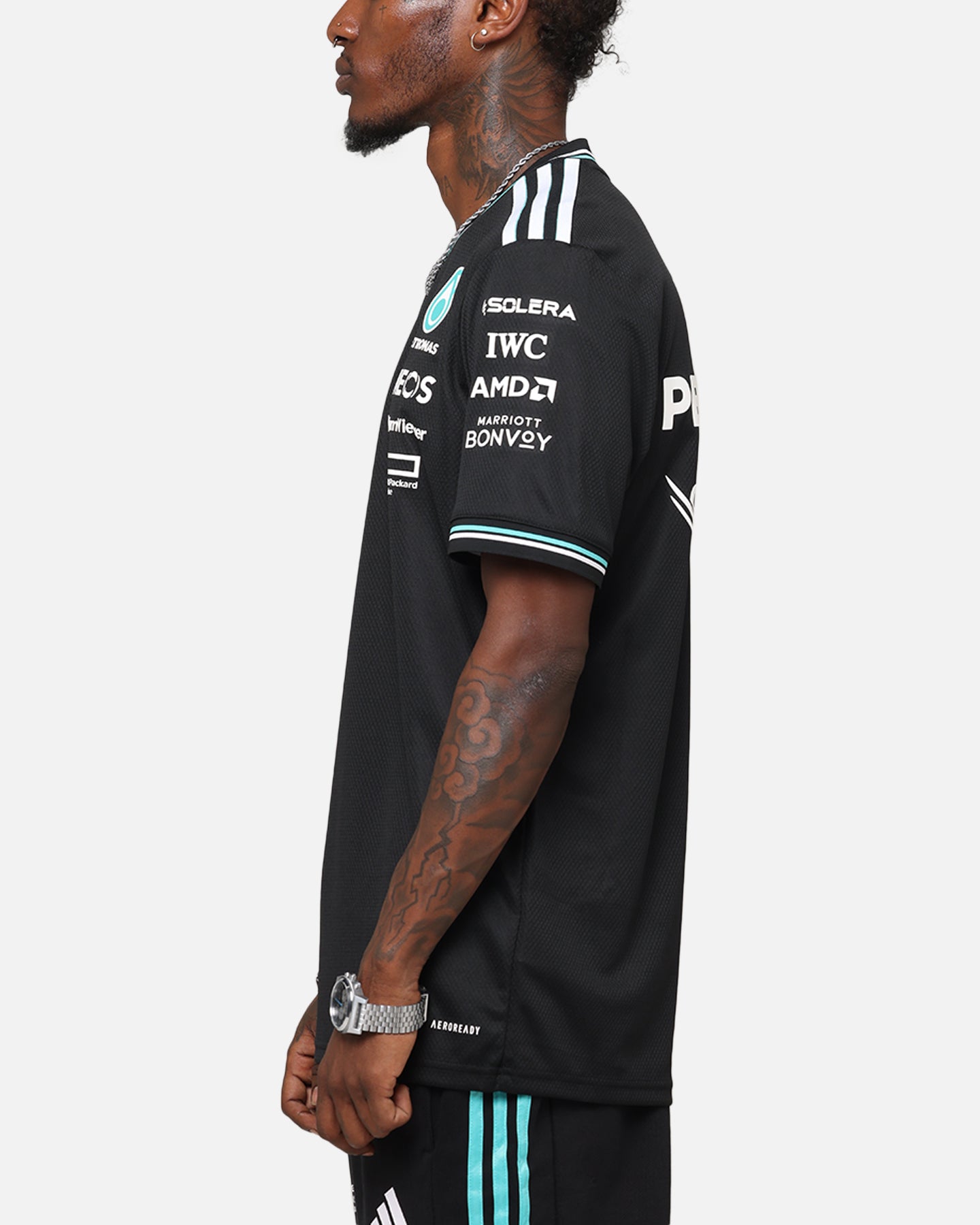 Adidas x Mercedes AMG Petronas Formula One F1 2025 Authentic Drive T-Shirt - Black | Official Motorsport Fan Apparel for Racing Enthusiasts