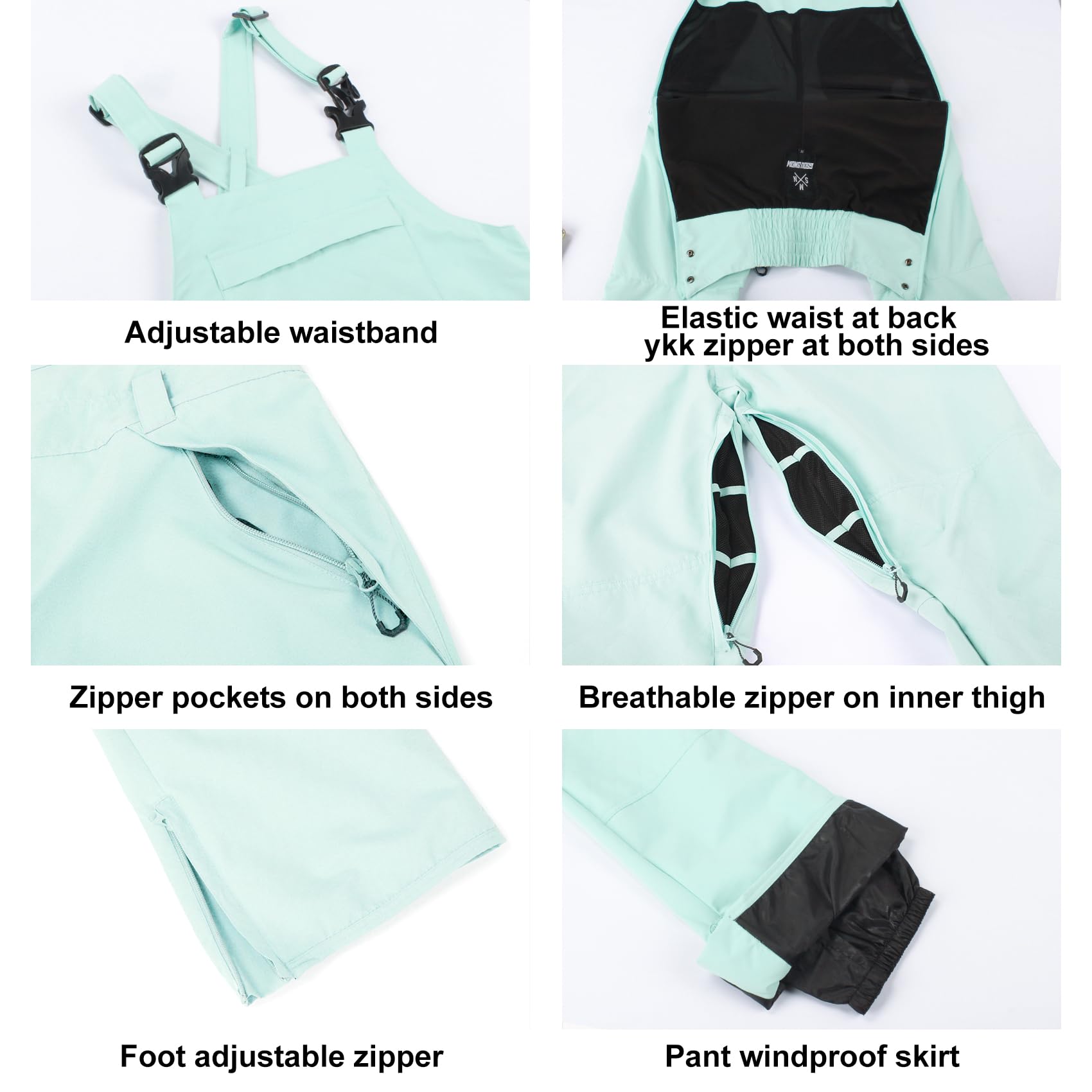 Women's Waterproof Insulated Ski Bib Overalls - Soft Ripstop Snow Pants for Skiing & Snowboarding | Winter Outdoor Sports & Cold Weather Activities