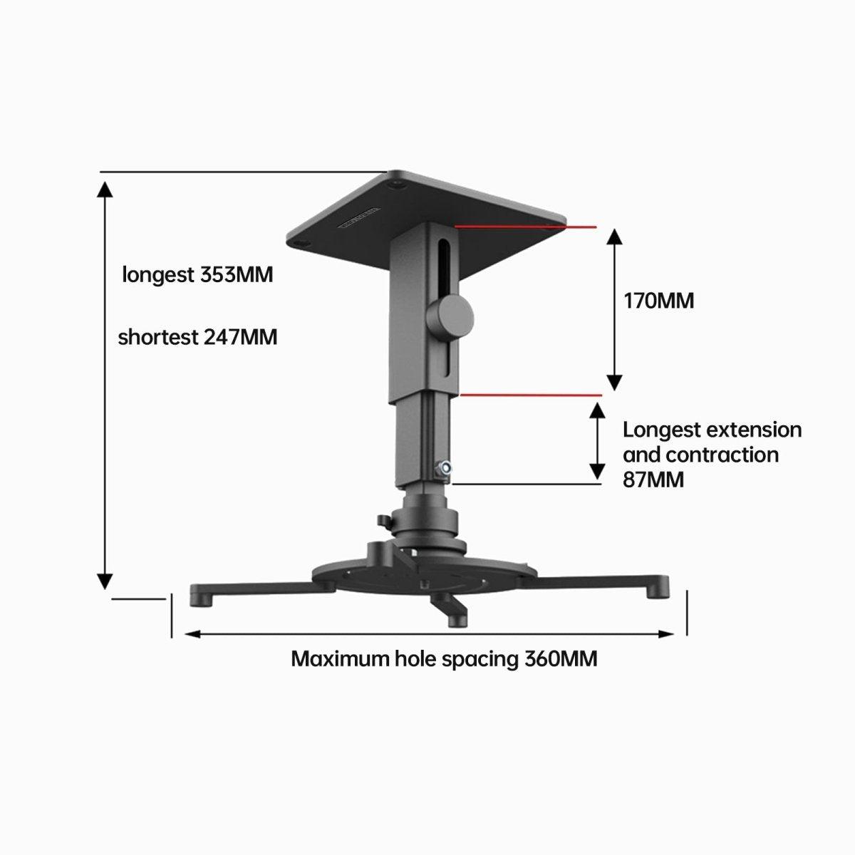 VIVIDSTORM Heavy Duty Adjustable Projector Mount Ceiling Bracket Kit - Universal Compatibility for Home Theater, Classroom & Office Projector Installation