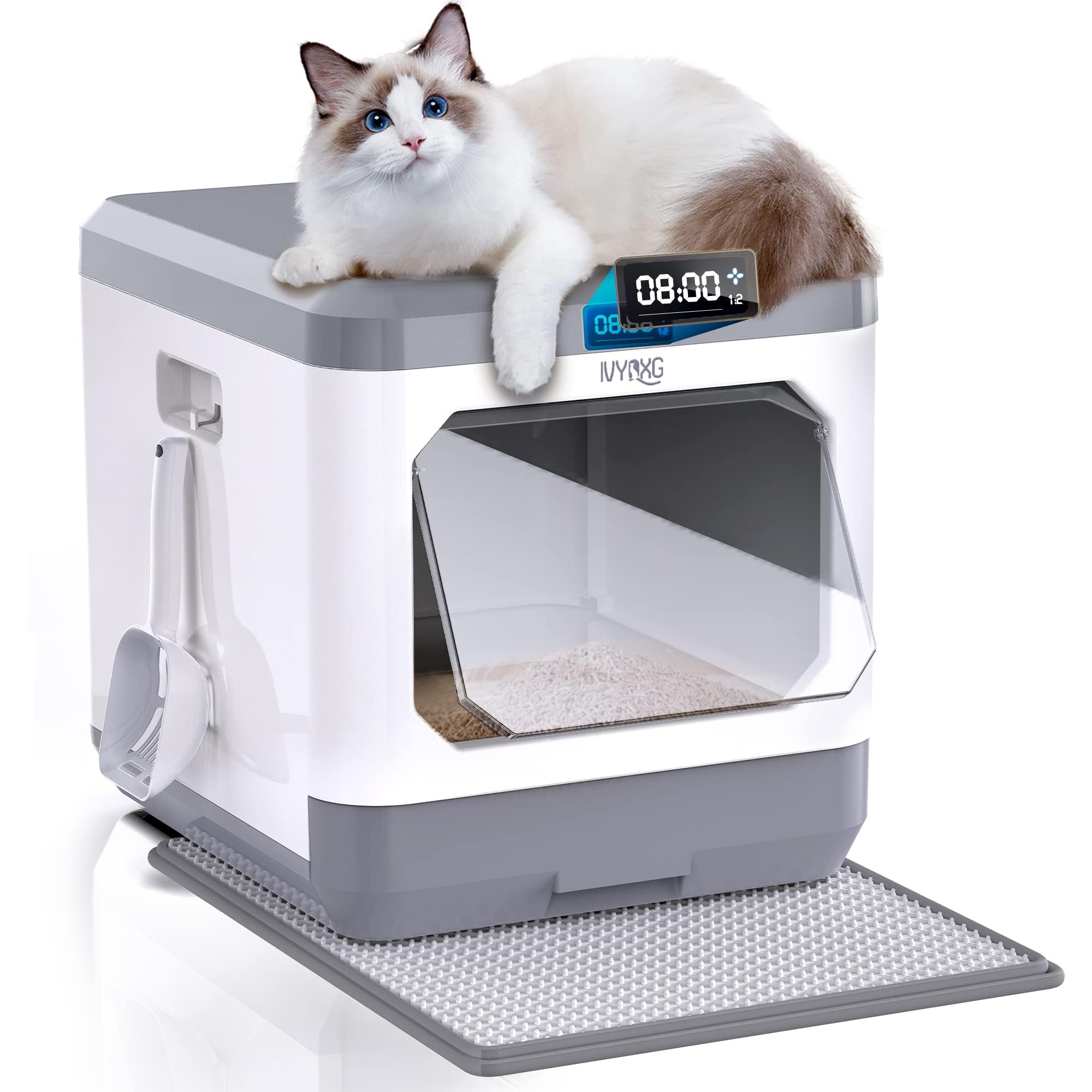 Upgraded Smart Cat Litter Box - Extra Large Enclosed Litter Box with Lid for Multiple Cats | Odor Control & Privacy for Indoor Cats | Perfect for Homes with 2+ Cats