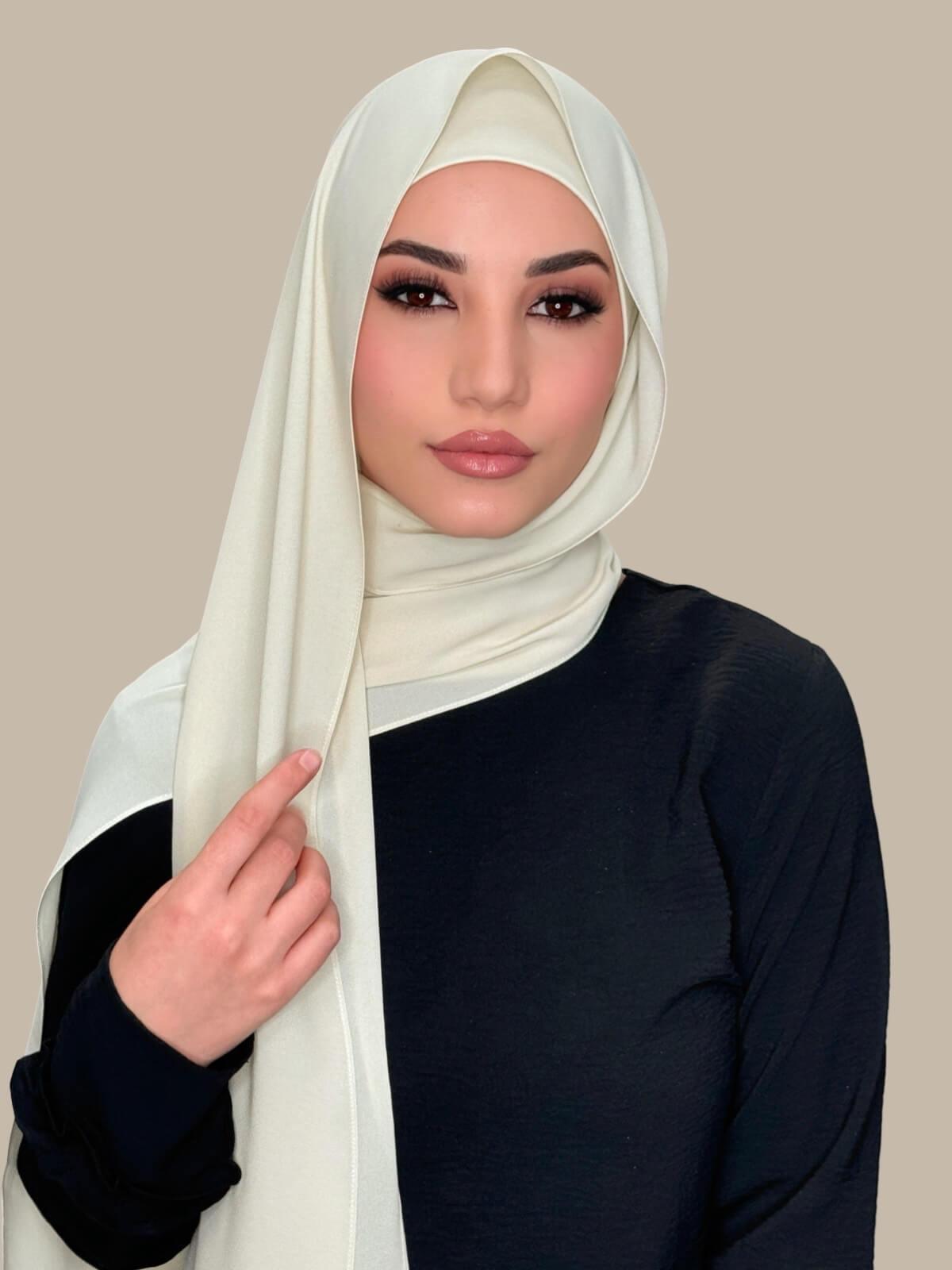 Royal Beige Chiffon Hijab Set - Elegant Matching Scarf & Underscarf for Women | Perfect for Prayer, Modest Fashion, and Special Occasions