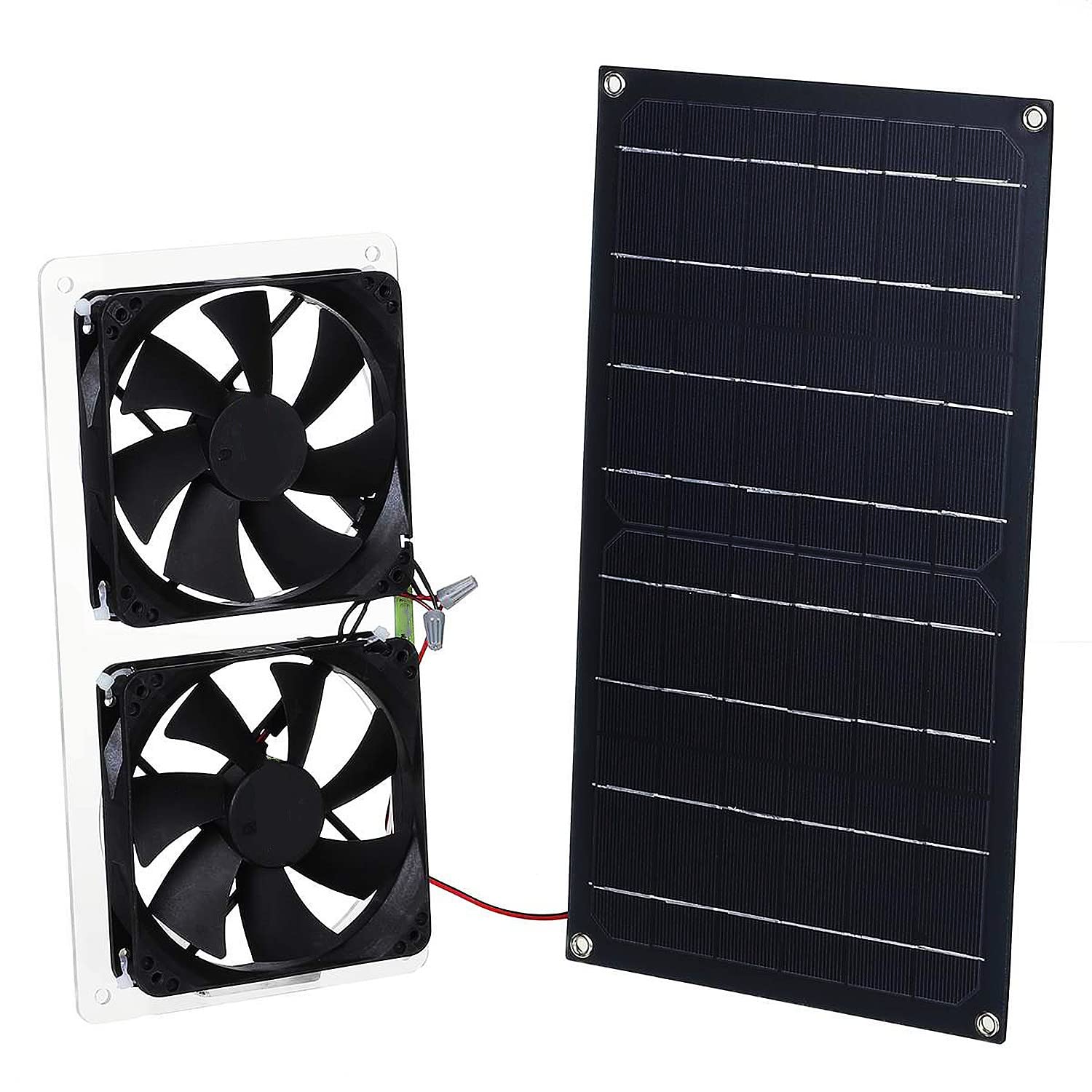 100W 12V Portable Solar Panel Powered Fan Kit - Waterproof Dual Exhaust Fan for RV, Greenhouse, Pet House & Chicken Coop - Perfect for Outdoor Cooling & Ventilation