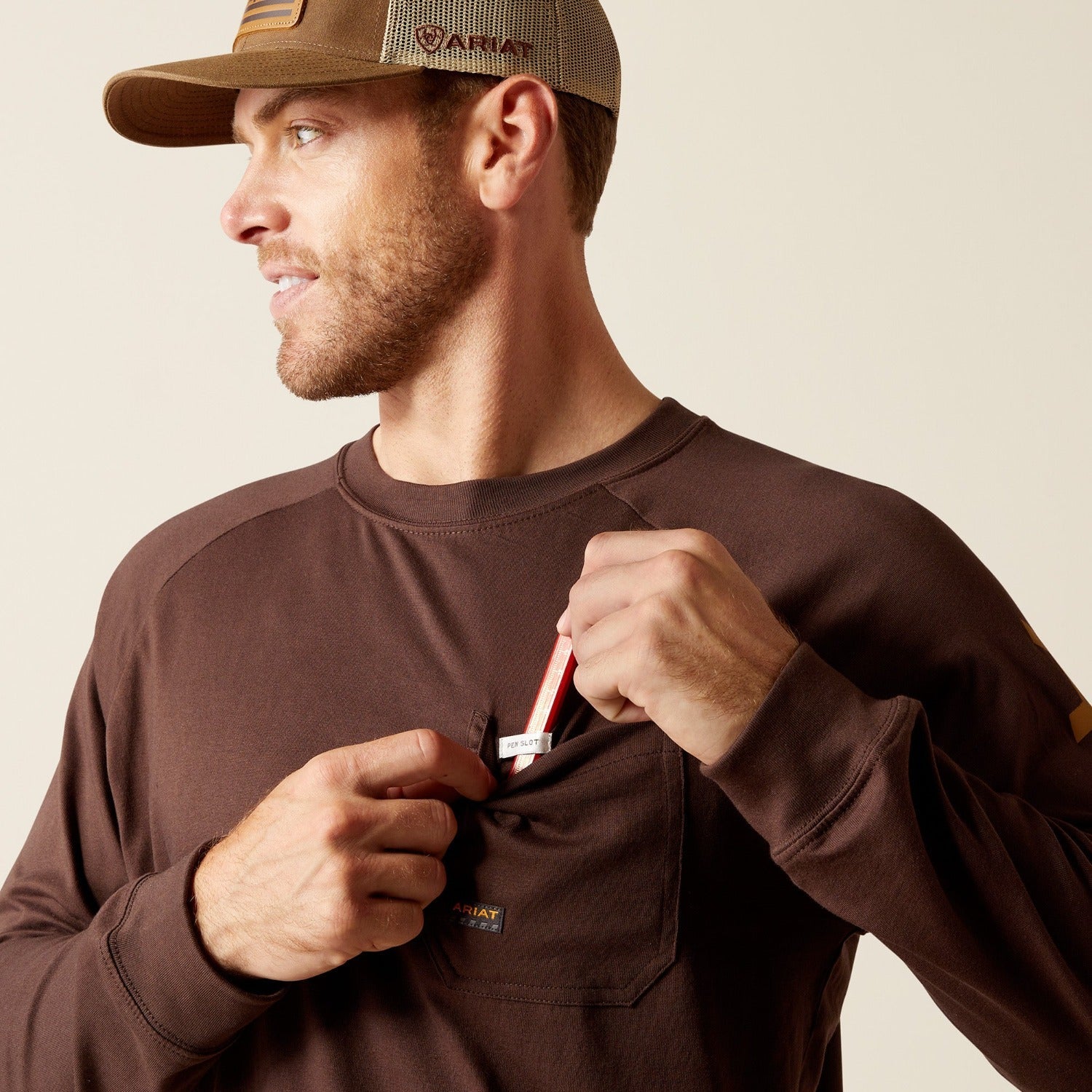 Ariat Men's Rebar Cotton Strong Graphic Long Sleeve T-Shirt - Durable Workwear for Construction, Farming & Outdoor Activities